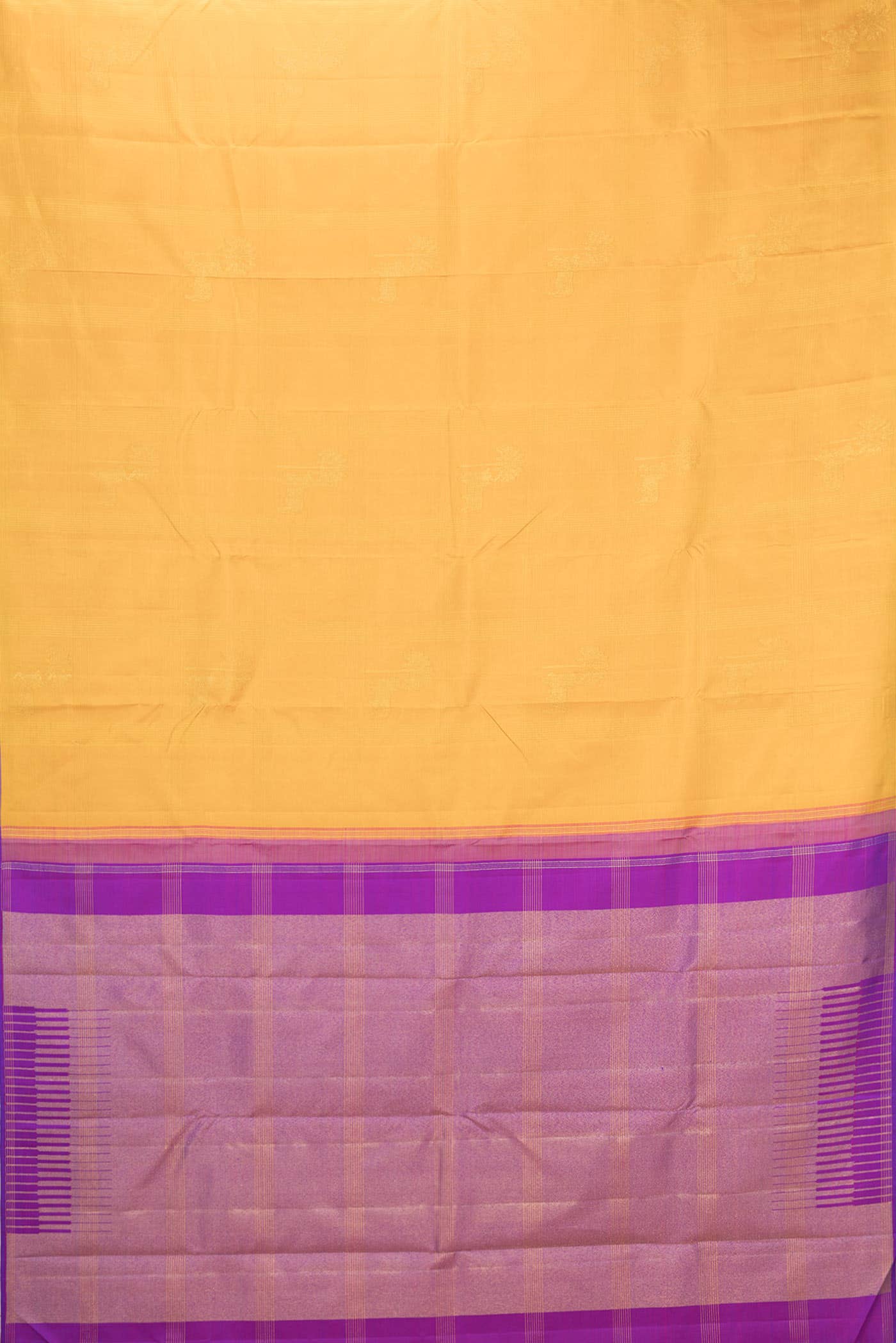 Pure Silk Pure Zari Mustard Dual Tone Kanchipuram Saree - Image 4