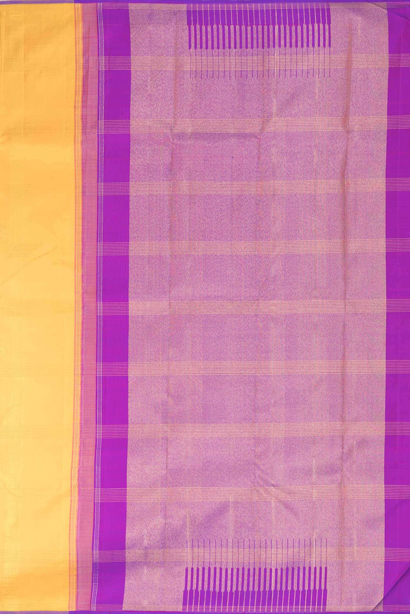 Pure Silk Pure Zari Mustard Dual Tone Kanchipuram Saree - Image 5