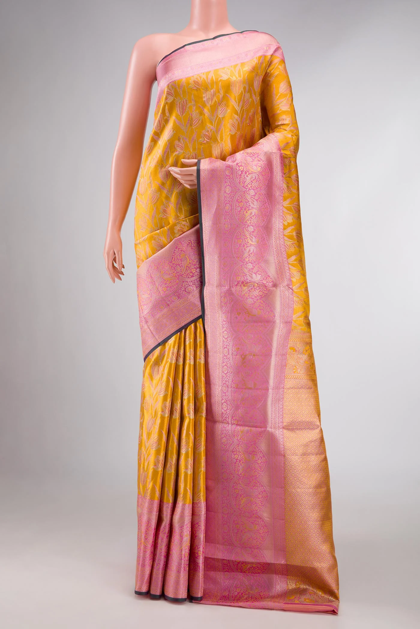 Mustard Dual Tone Kanjivaram Tissue Silk Saree