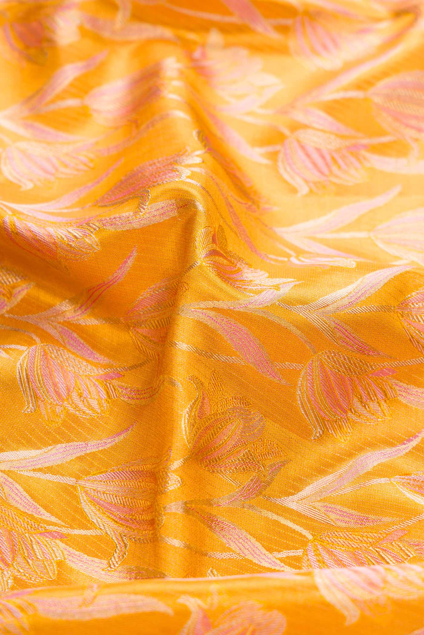 Mustard Dual Tone Kanjivaram Tissue Silk Saree - Image 2