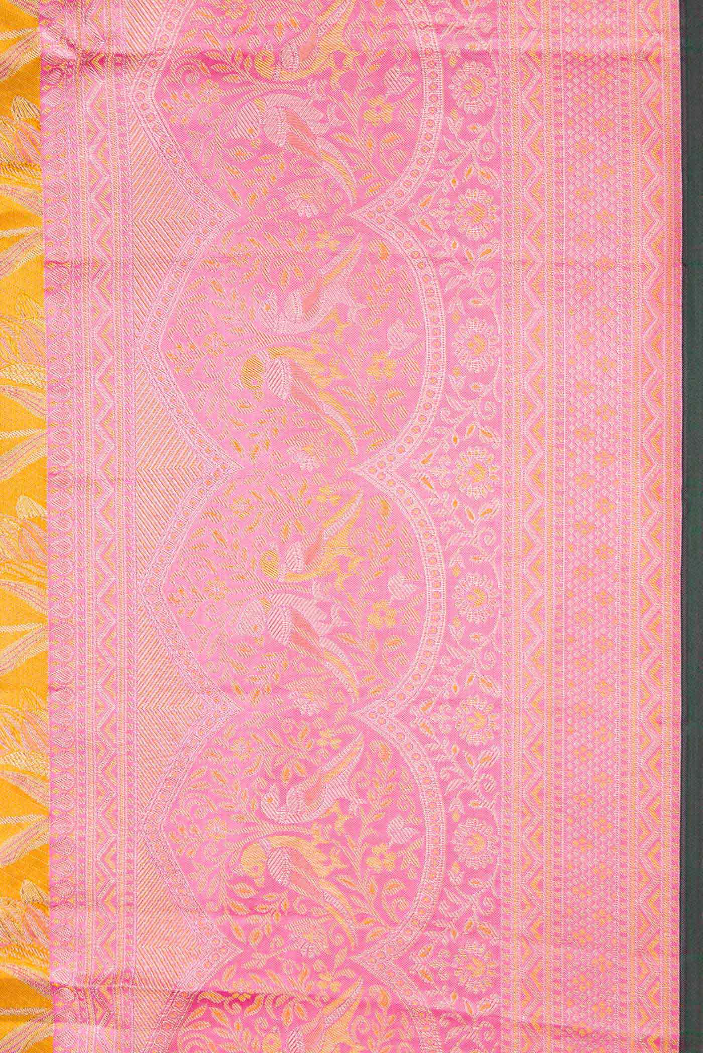 Mustard Dual Tone Kanjivaram Tissue Silk Saree - Image 3