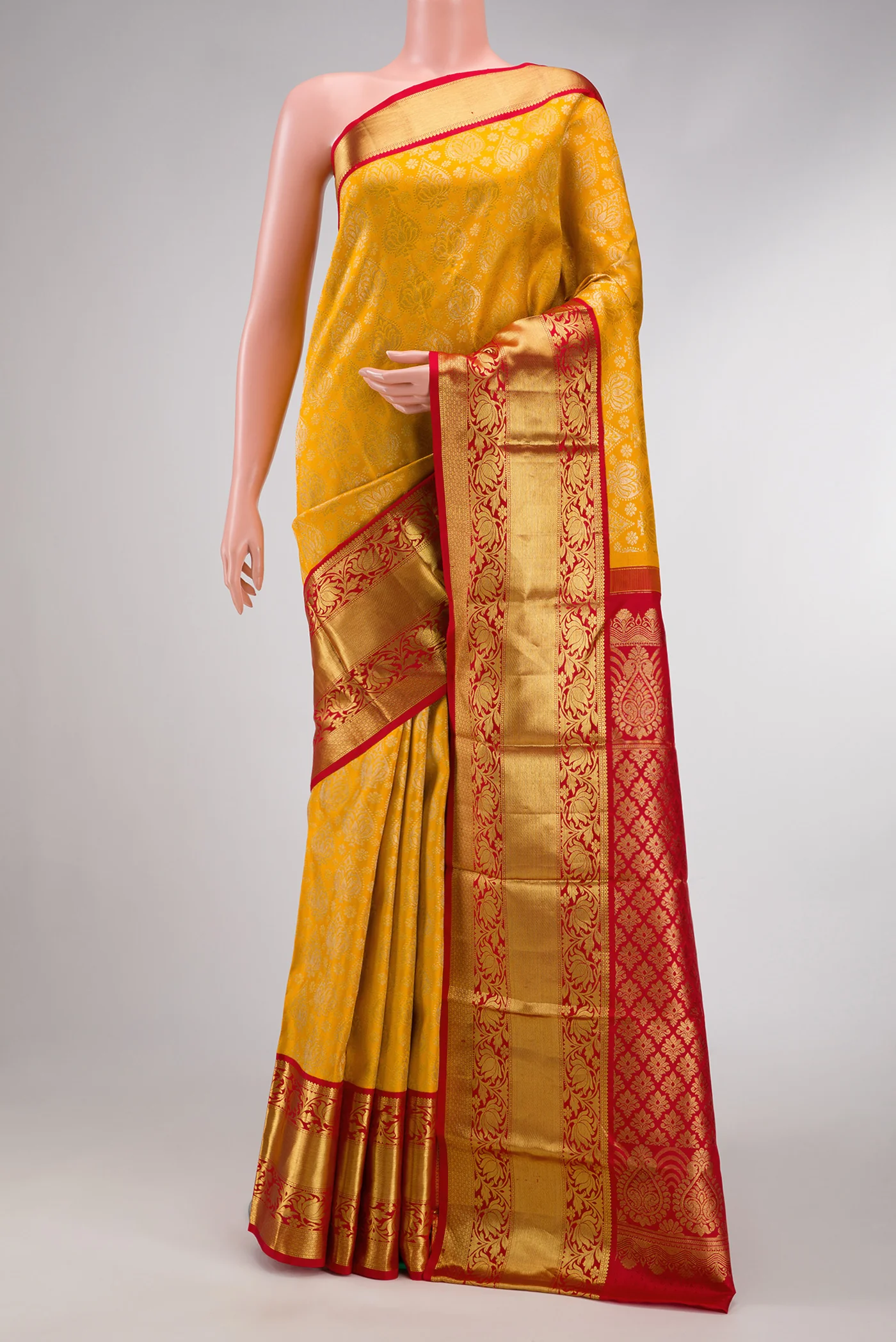 Mustard Kanjivaram Silk Saree