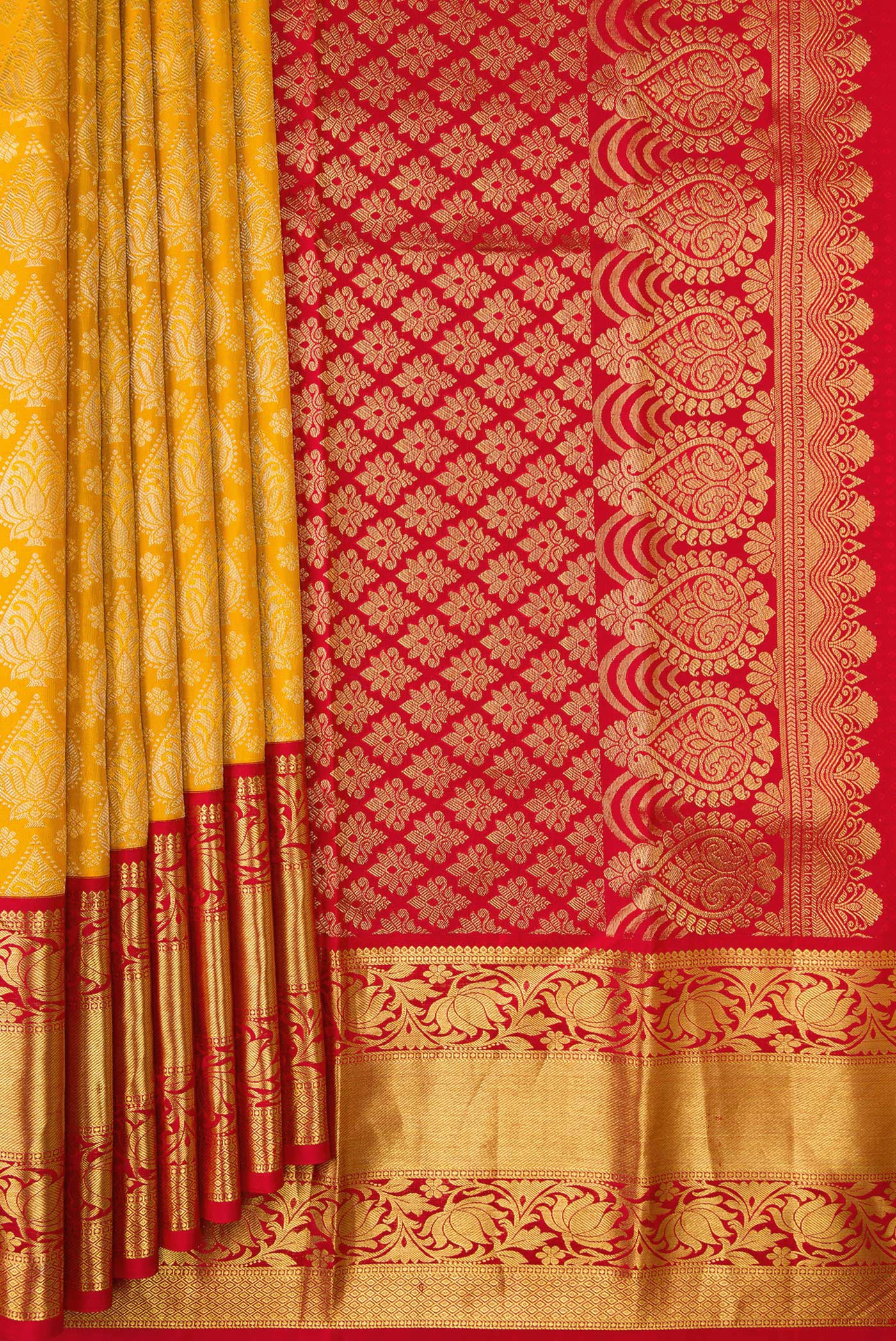Mustard Kanjivaram Silk Saree - Image 4