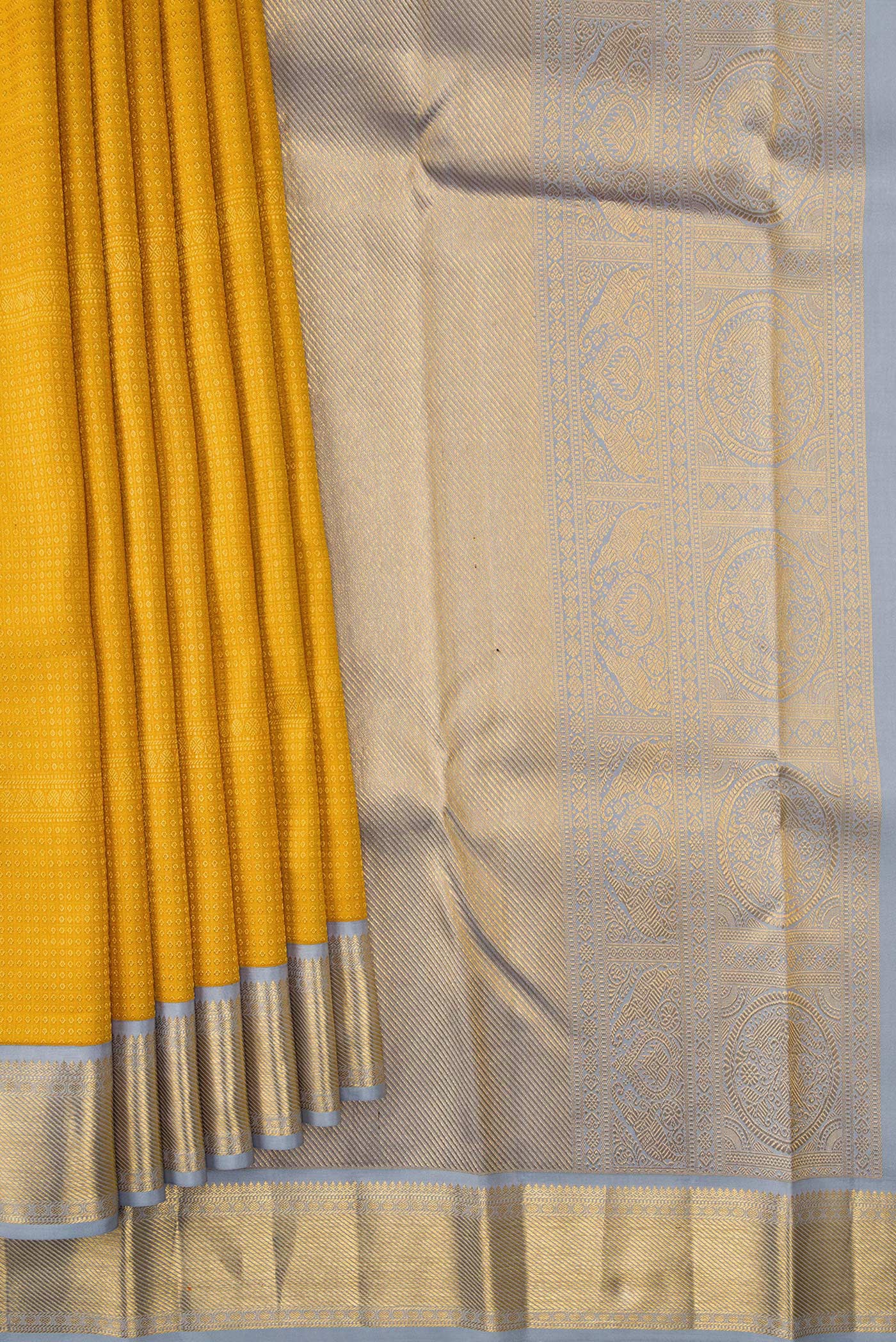 Mustard Kanjivaram Silk Saree - Image 4