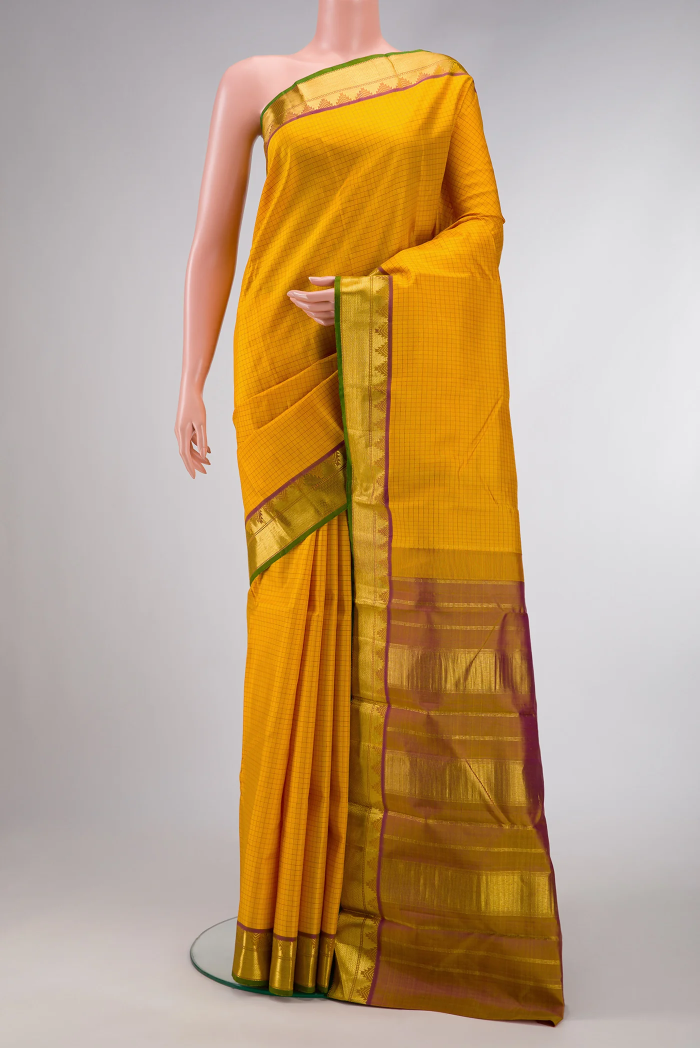 Pure Silk Pure Zari Yellow Kanjivaram Saree