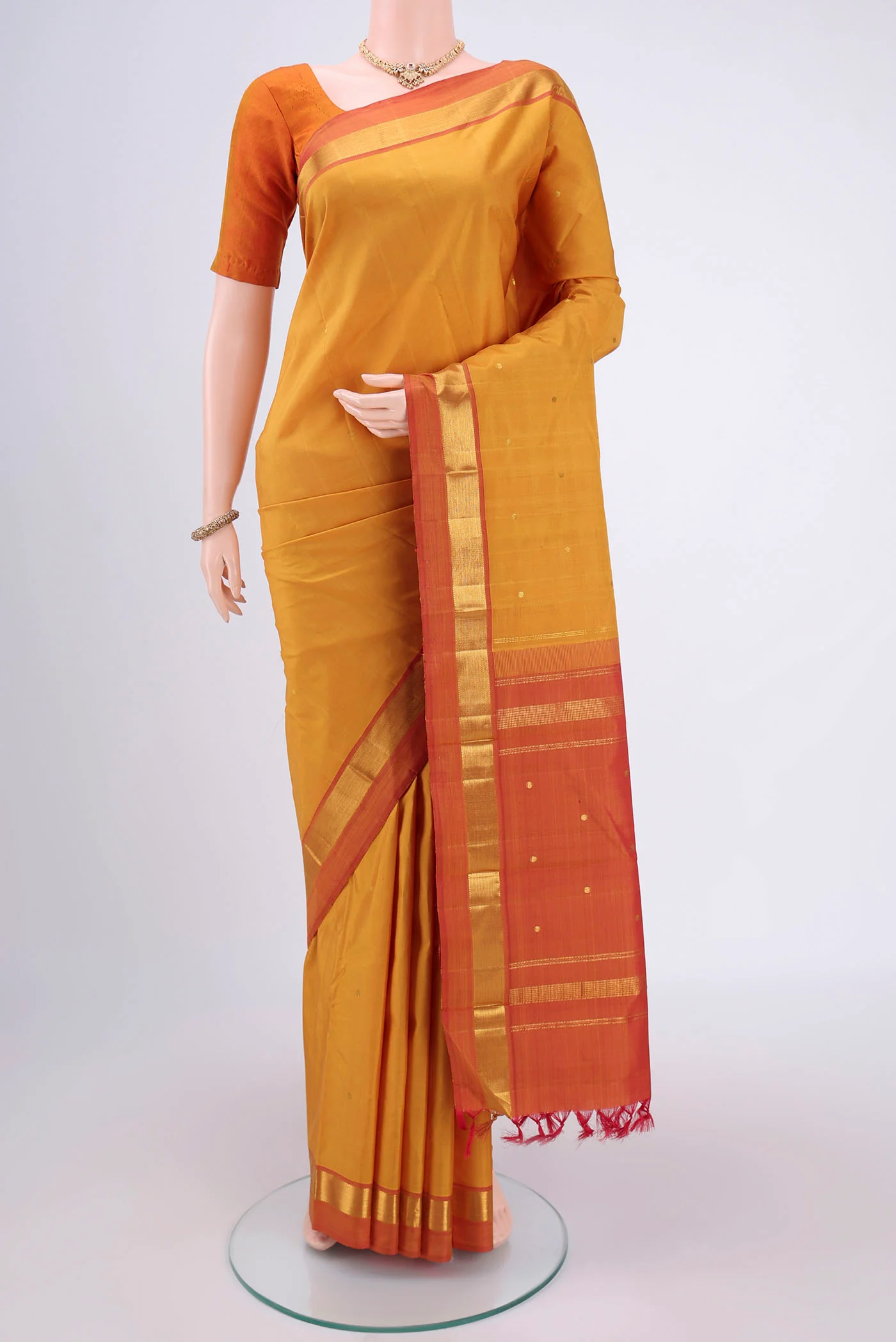 Mustard Kanjivaram Silk Saree