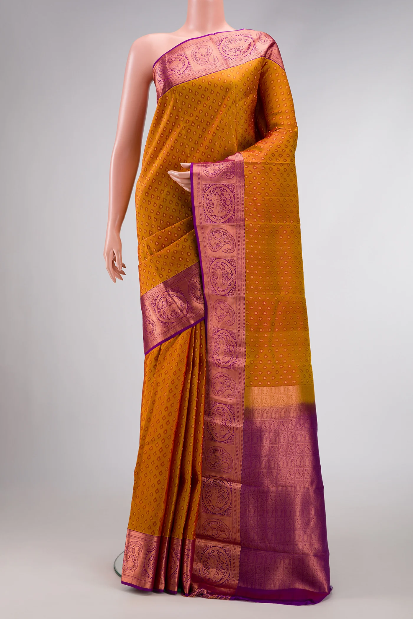 Mustard Kanjivaram Silk Saree