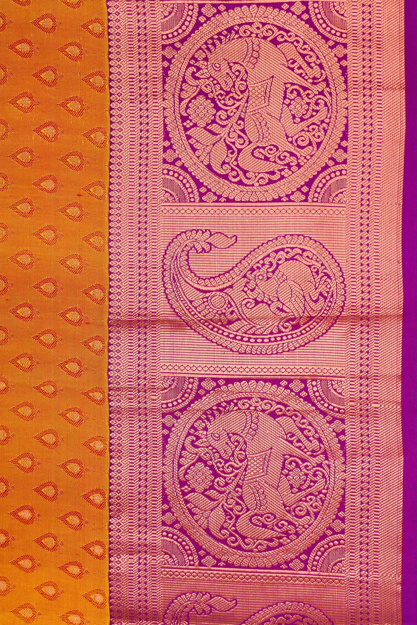 Mustard Kanjivaram Silk Saree - Image 3