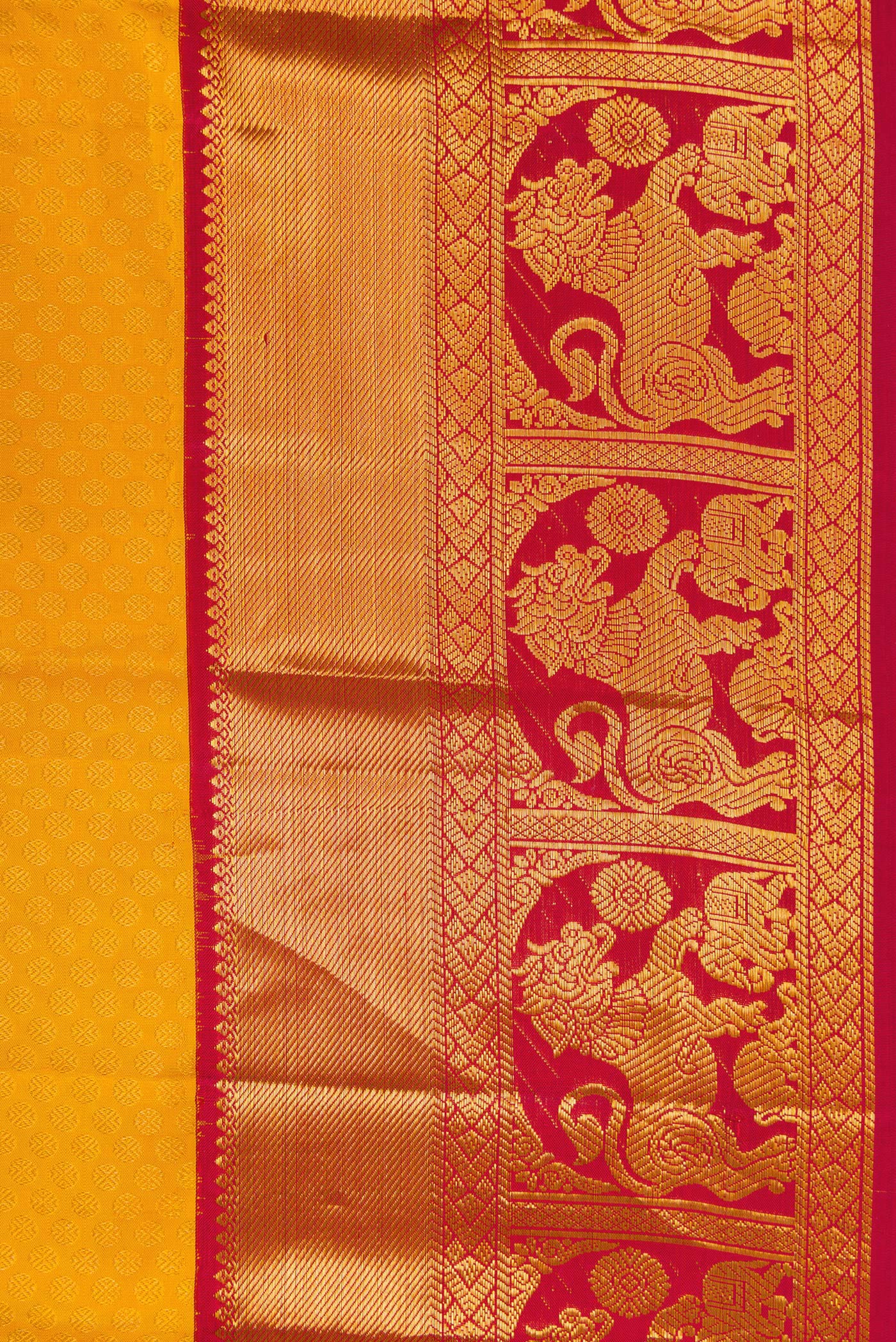 Yellow Kanjivaram Silk Saree - Image 3