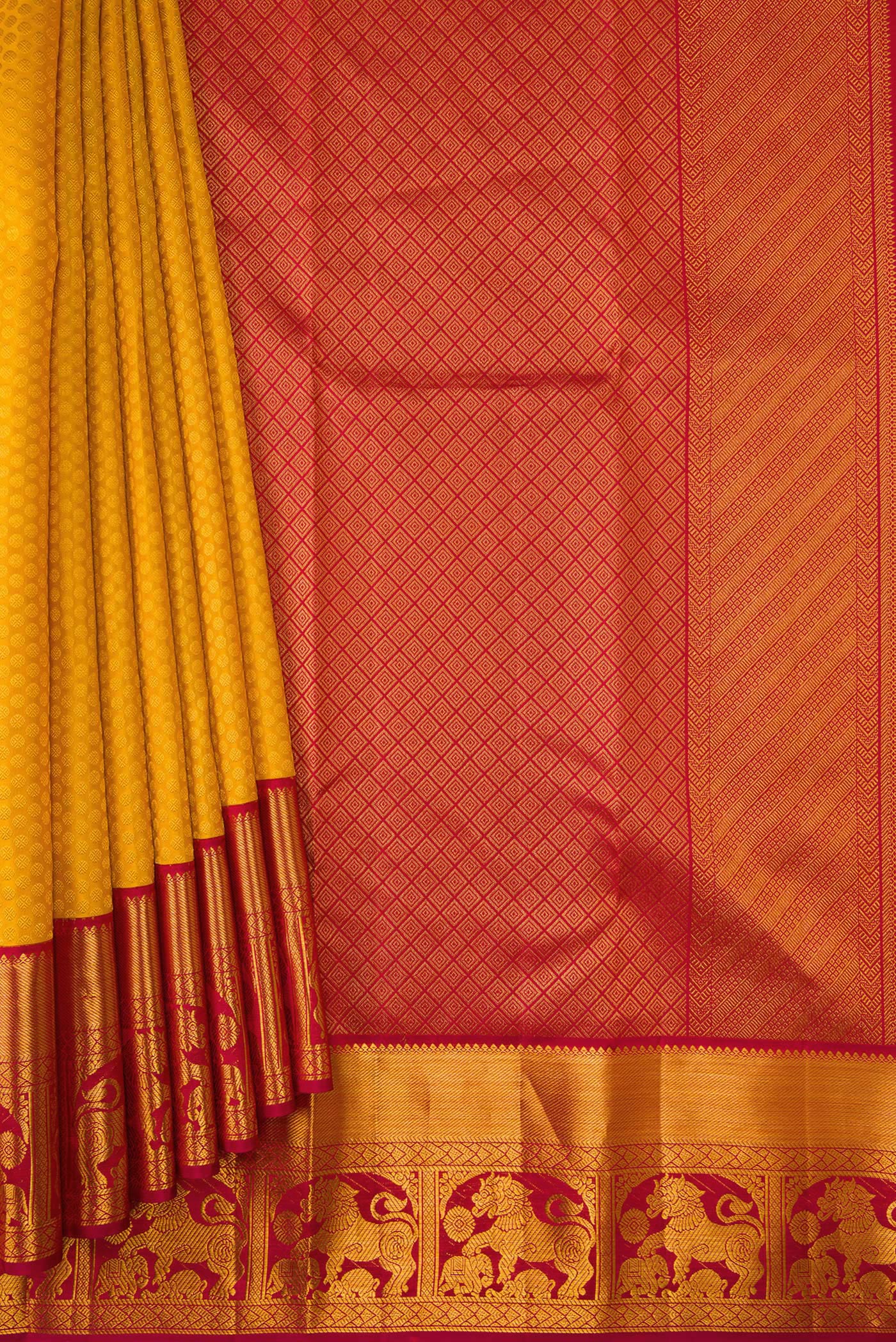 Yellow Kanjivaram Silk Saree - Image 4