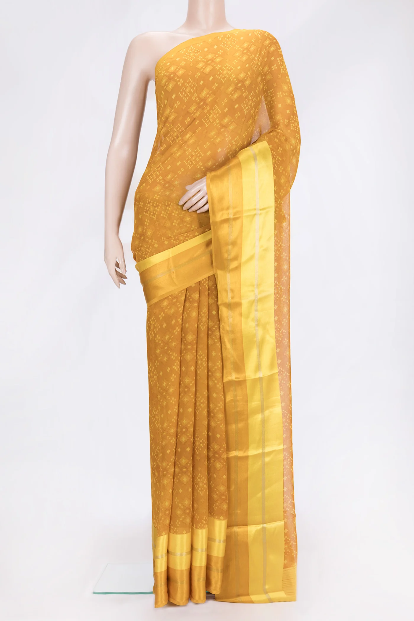 Mustard Mysore Chiffon Saree
