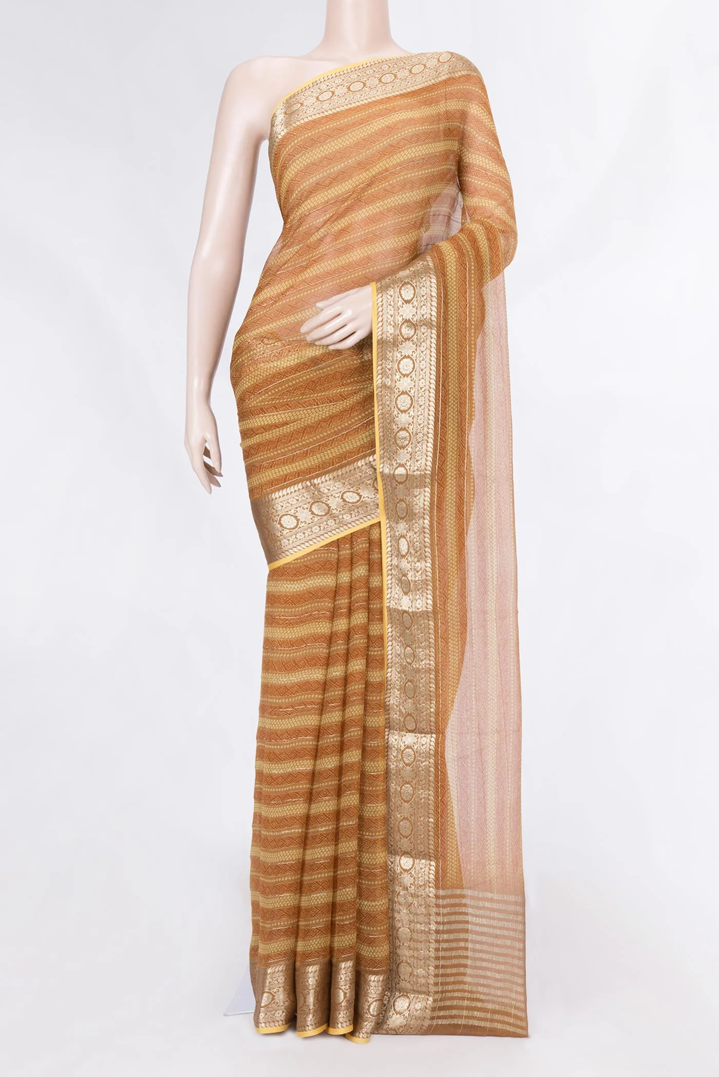 Mustard Dual Tone Mysore Chiffon Saree
