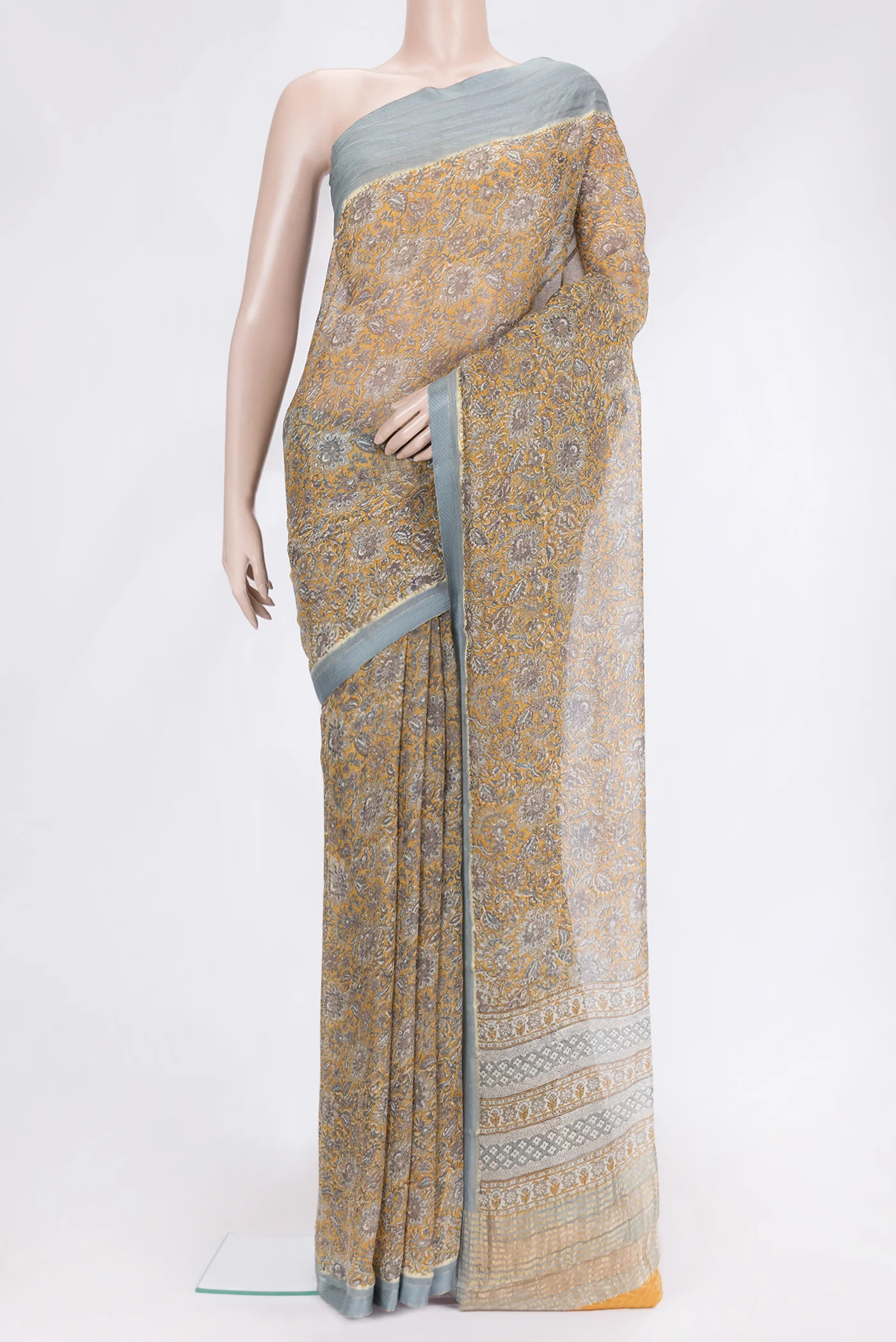 Mustard Mysore Chiffon Saree
