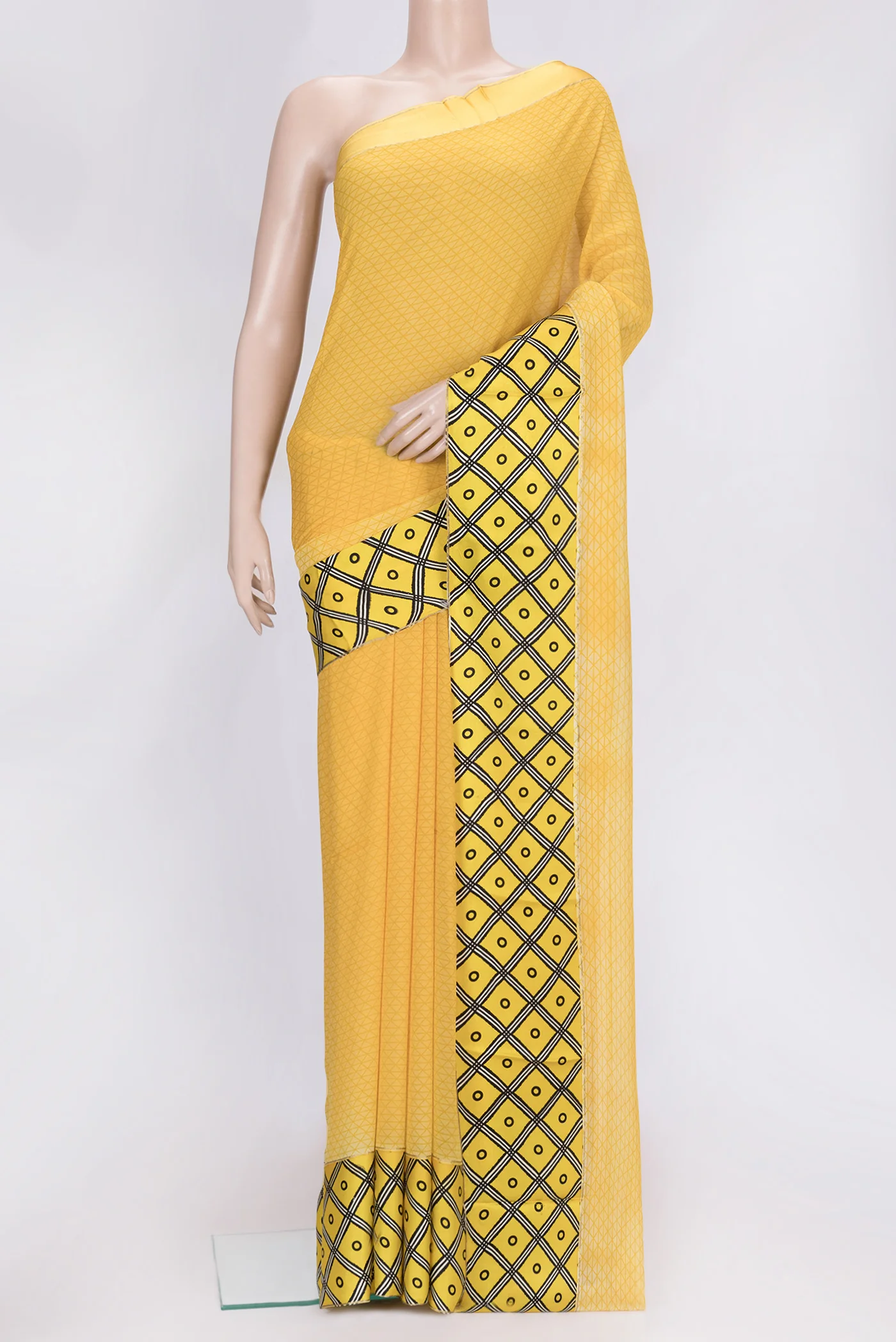 Yellow Mysore Chiffon Saree