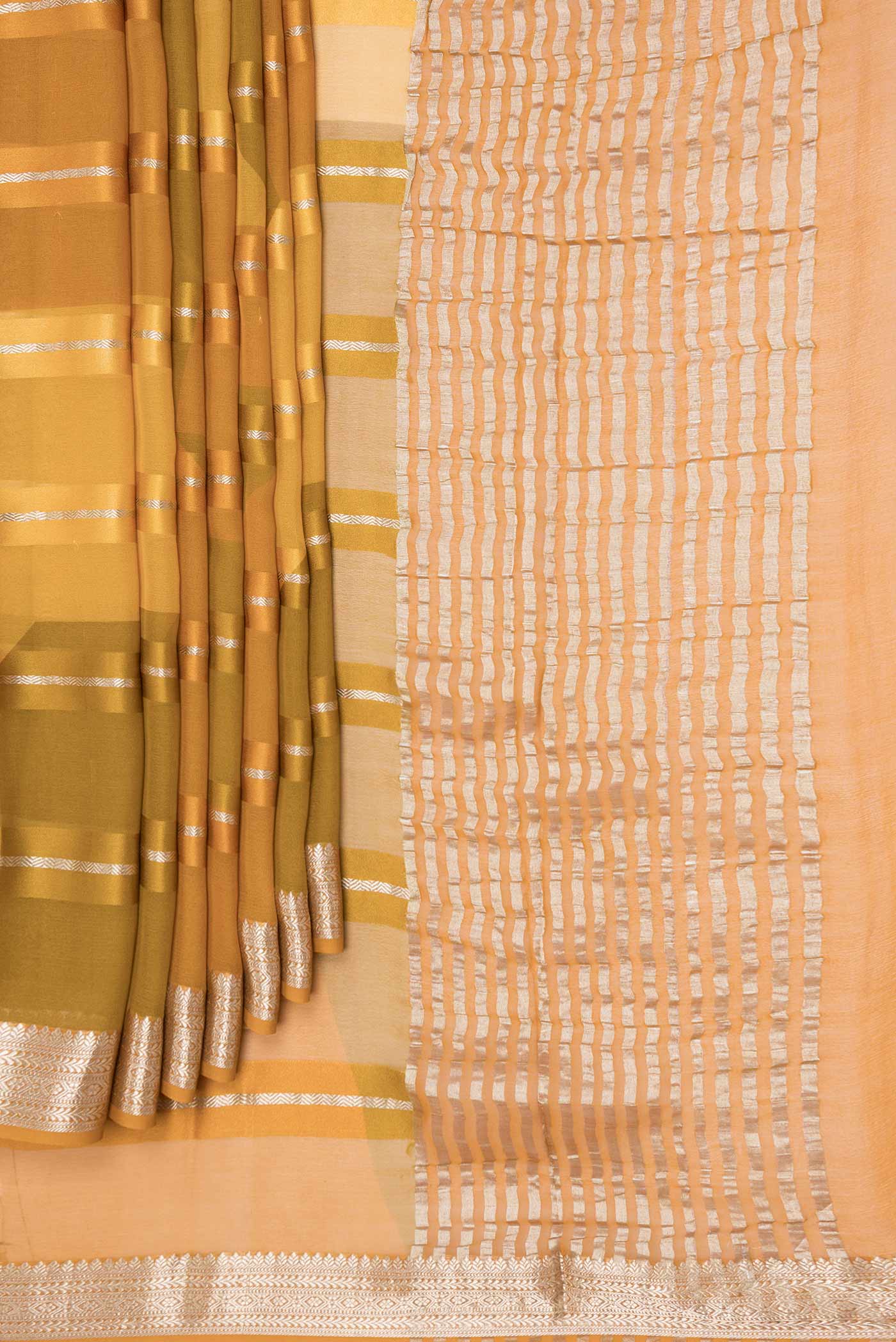 Mustard Dual Tone Mysore Georgette Saree - Image 4