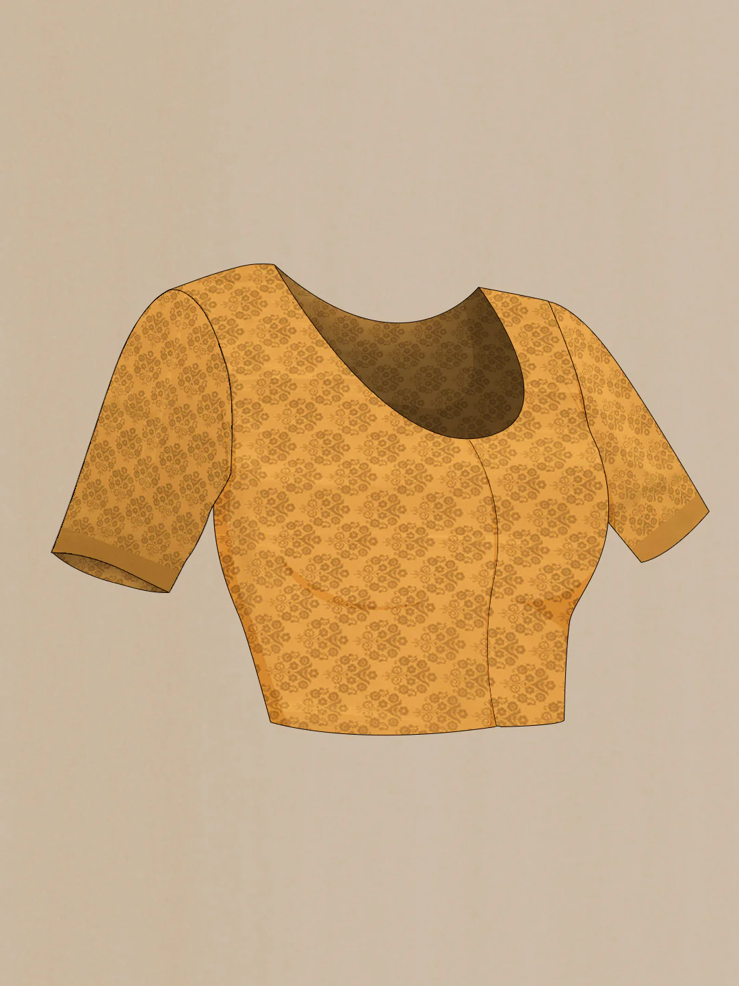 Mustard Mysore Crepe Saree - Image 5
