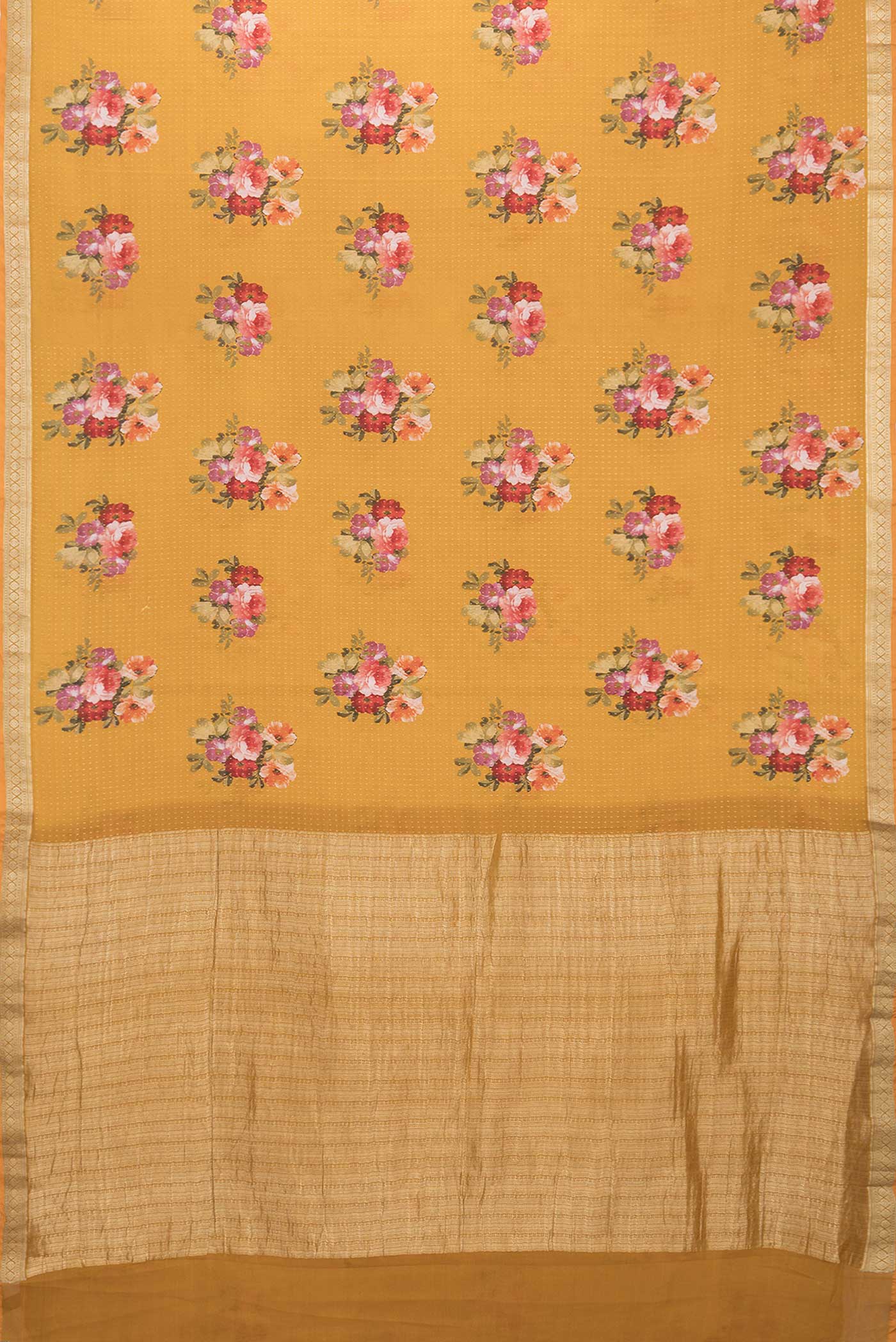 Mustard Mysore Crepe Saree - Image 6