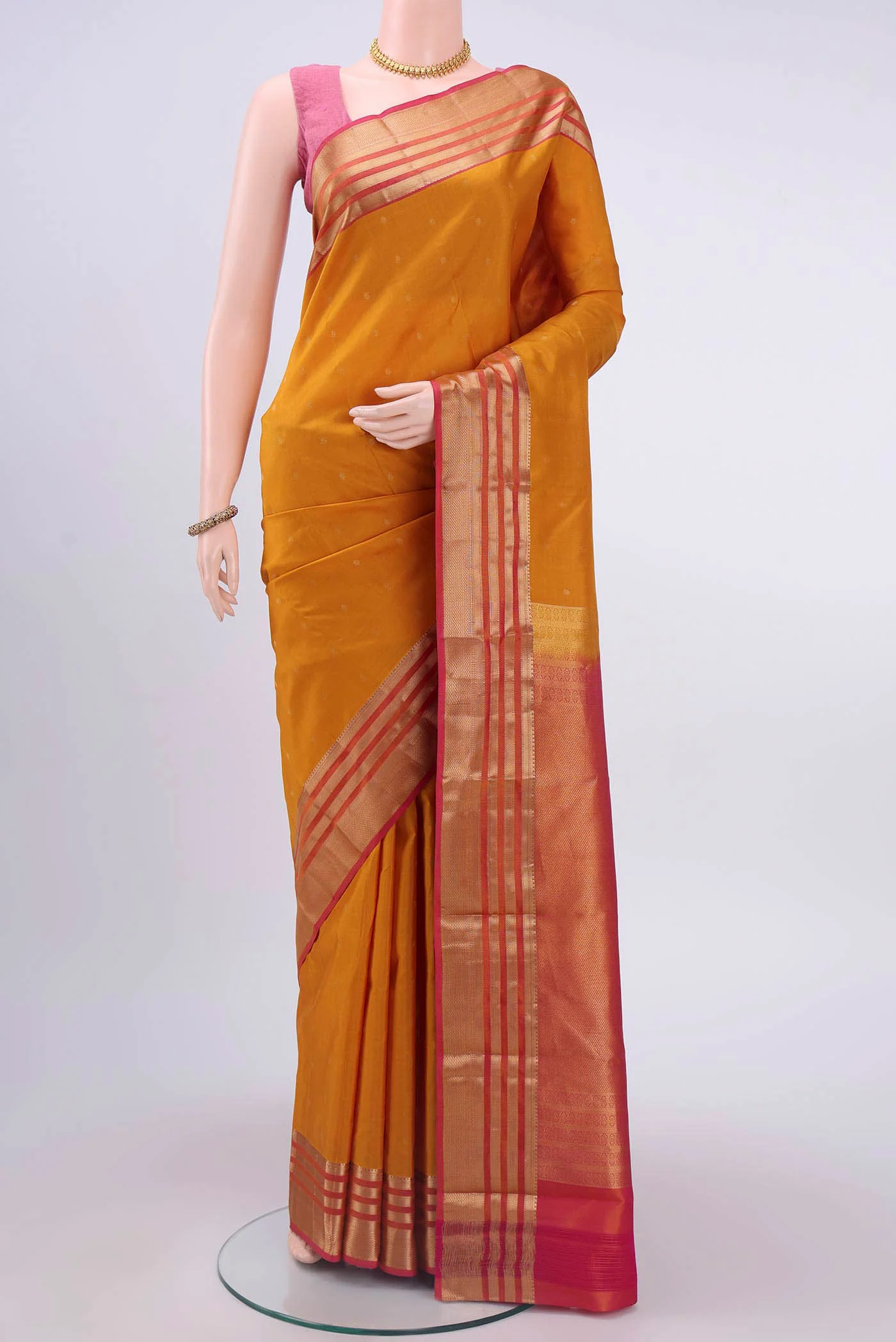 Mustard Dual Tone Nangavalli Silk [ Salem ] Saree