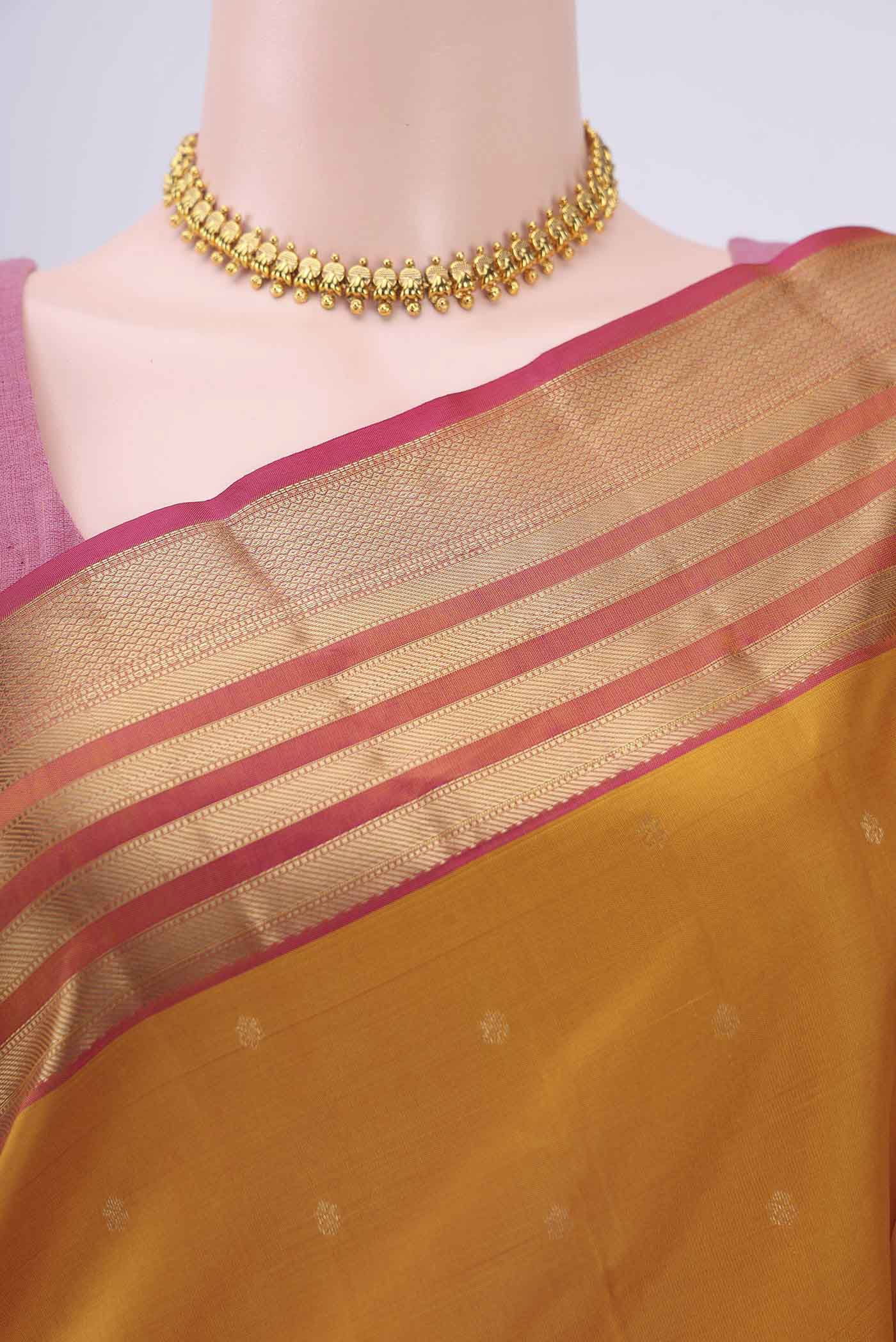 Mustard Dual Tone Nangavalli Silk [ Salem ] Saree - Image 2