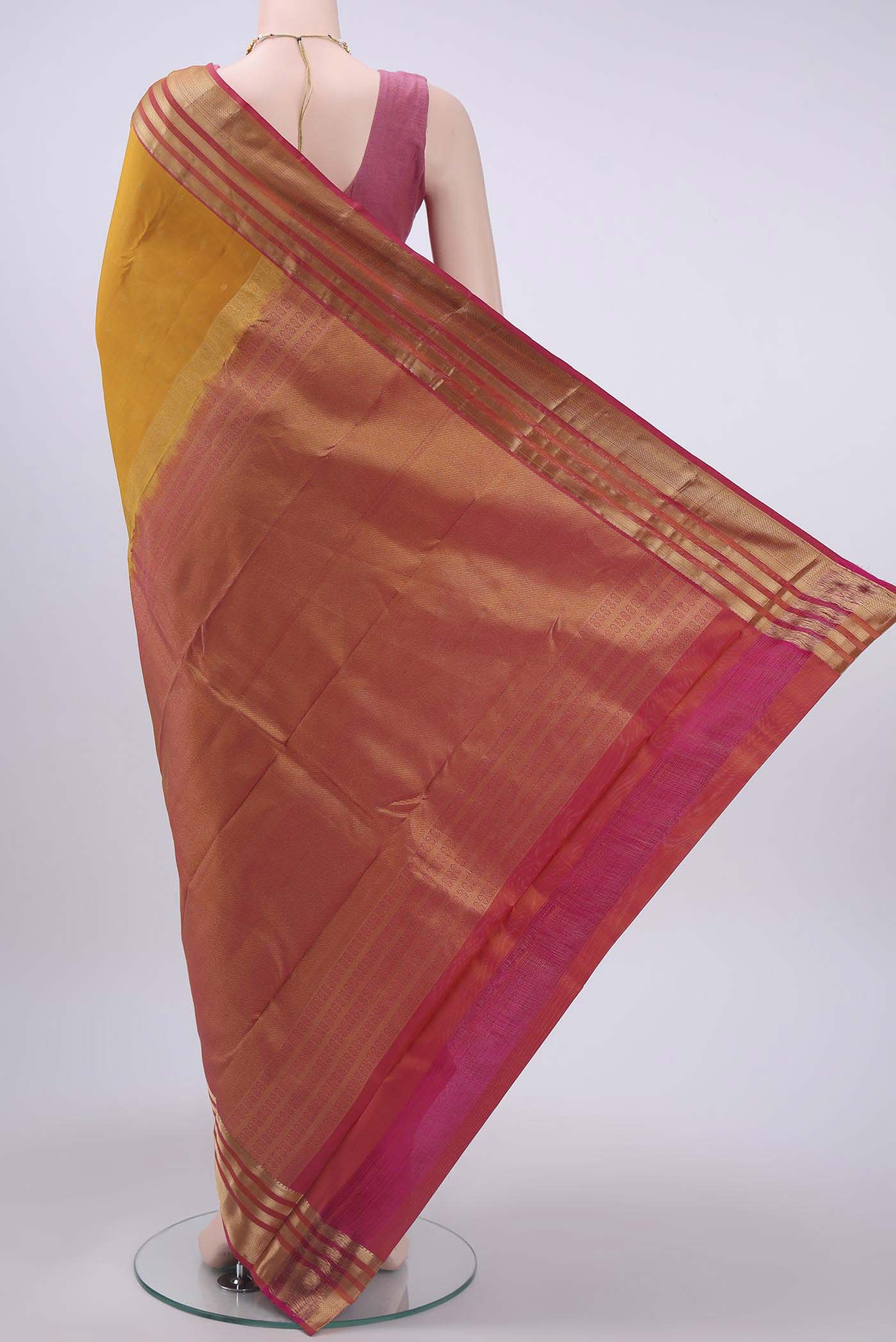 Mustard Dual Tone Nangavalli Silk [ Salem ] Saree - Image 3