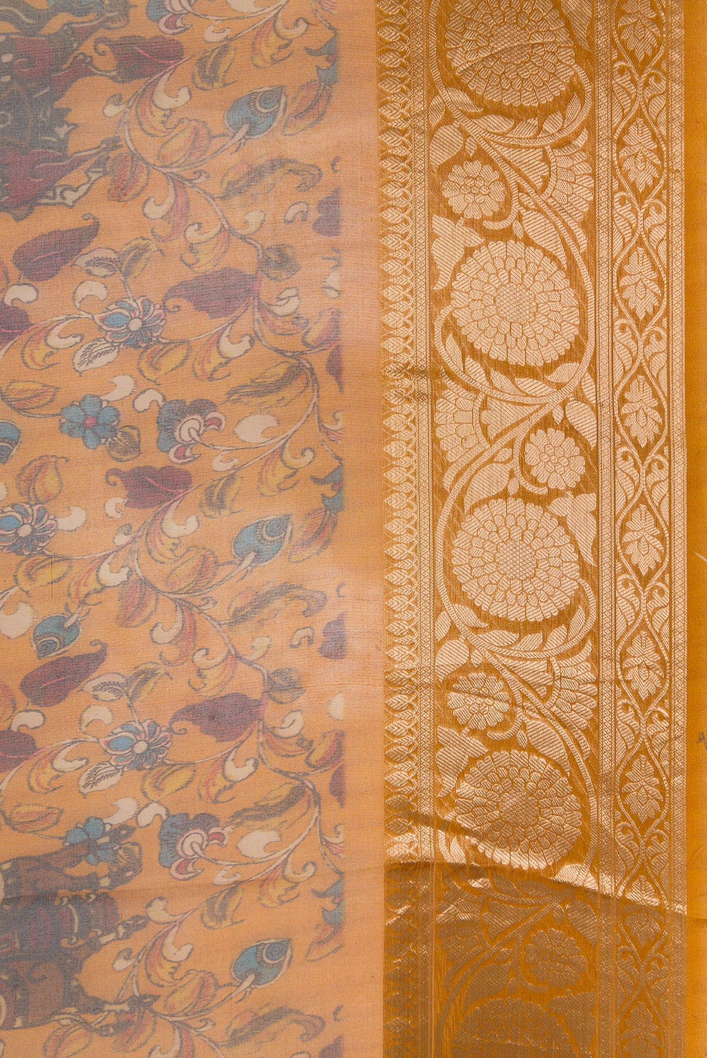 Mustard Organza Silk Saree - Image 3