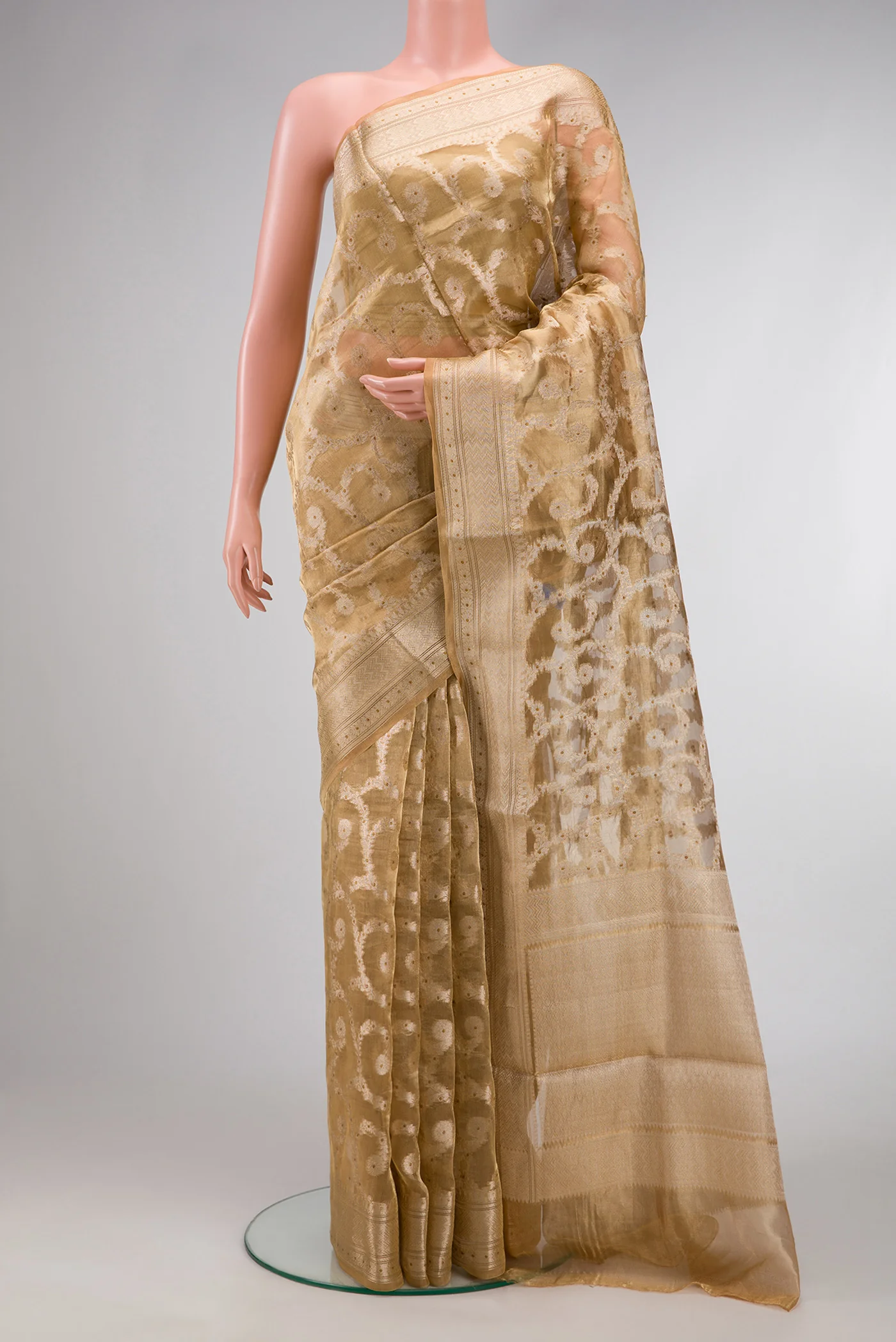 Gold Organza Silk Saree