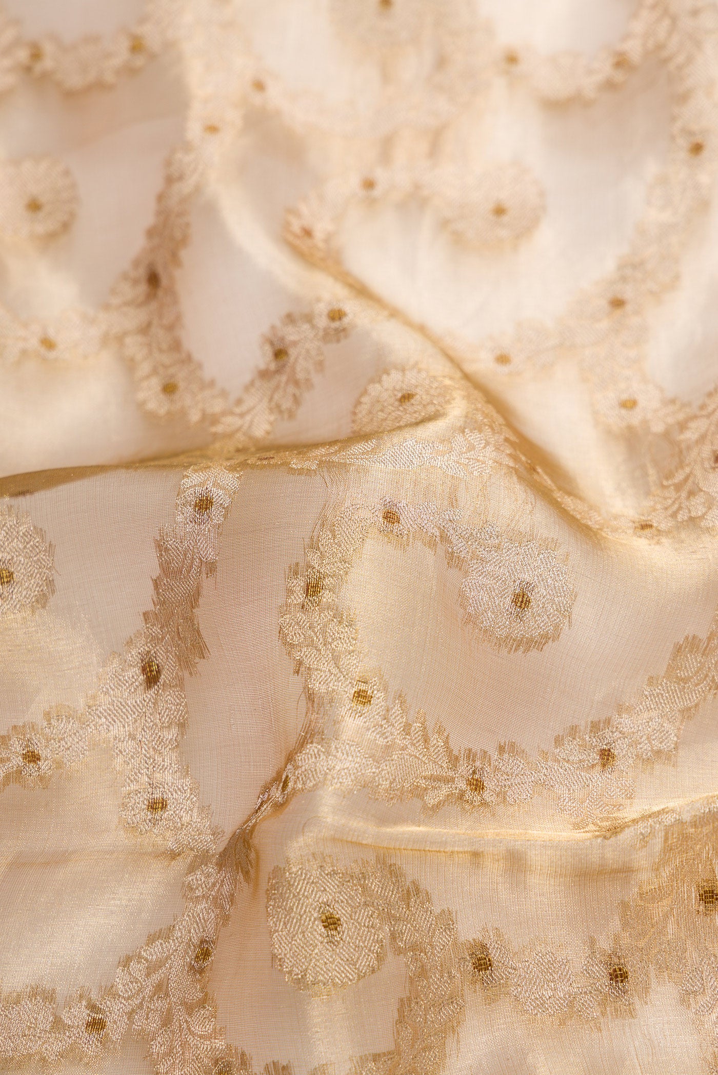 Gold Organza Silk Saree - Image 2