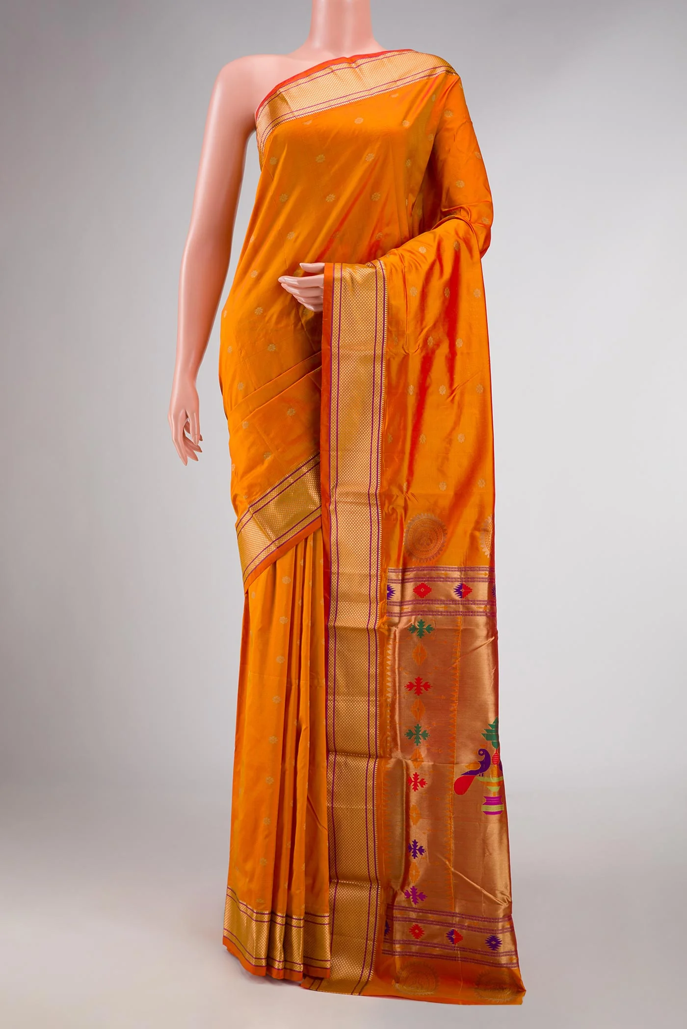 Mustard Dual Tone Paithani Silk Saree
