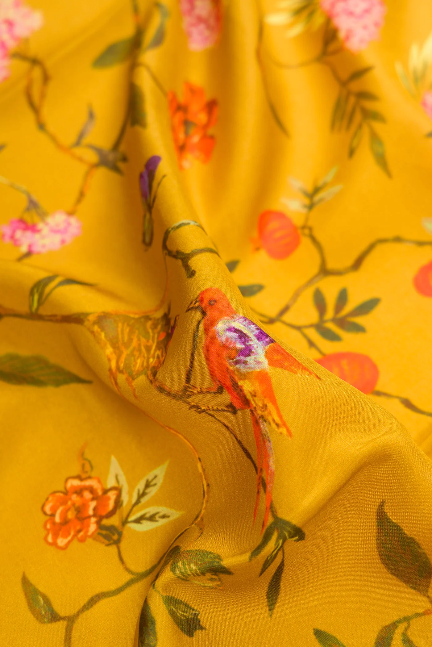 Mustard Printed Silk Saree - Image 2