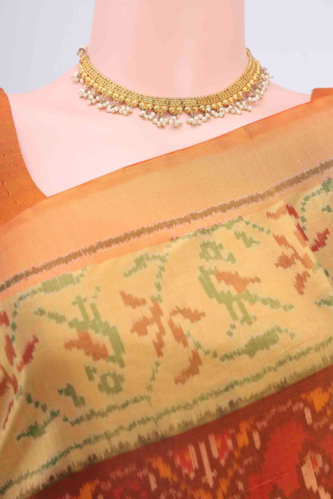 Rust Rajkot Patola Silk Saree - Image 2