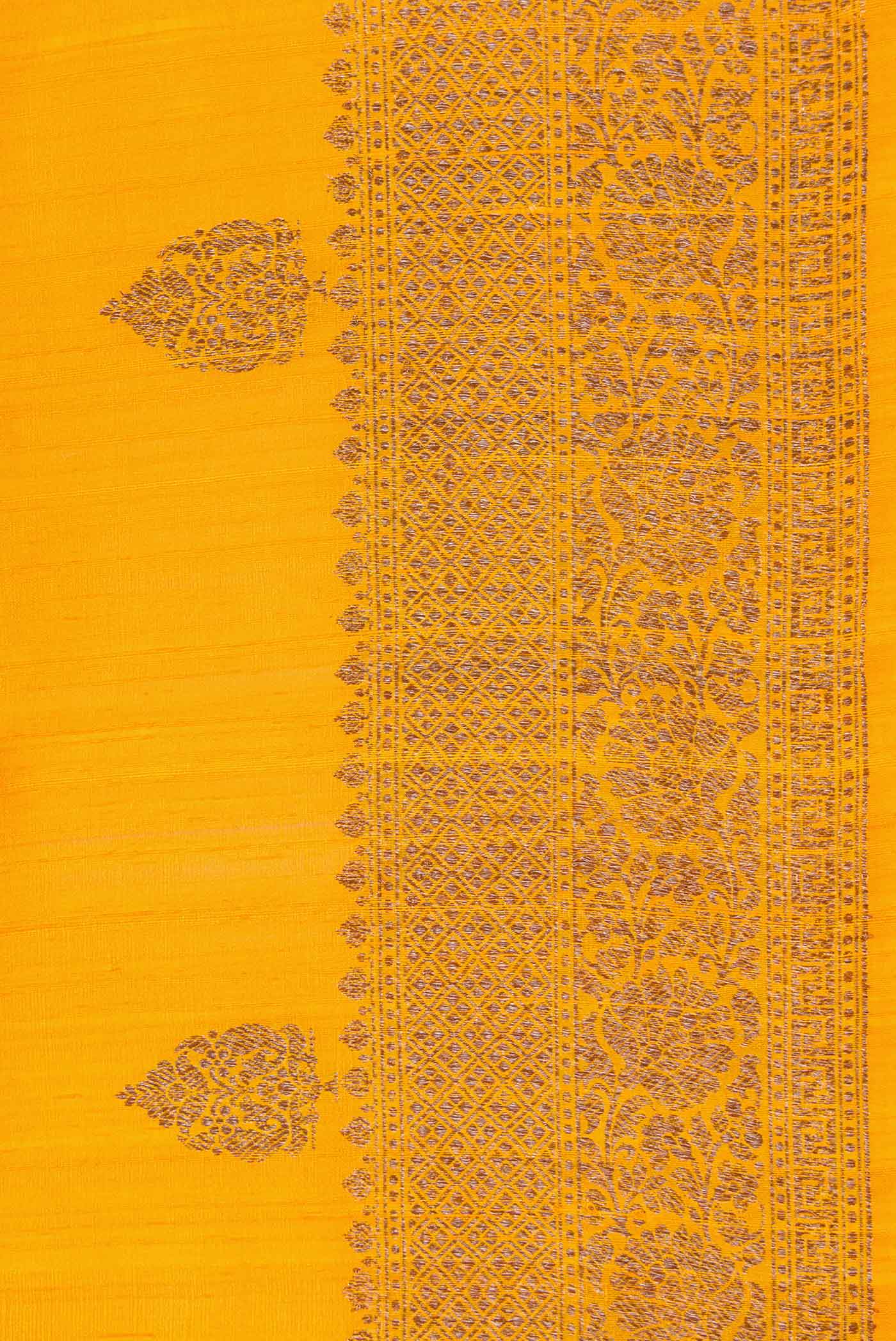 Mustard Dual Tone Raw Silk Saree - Image 3