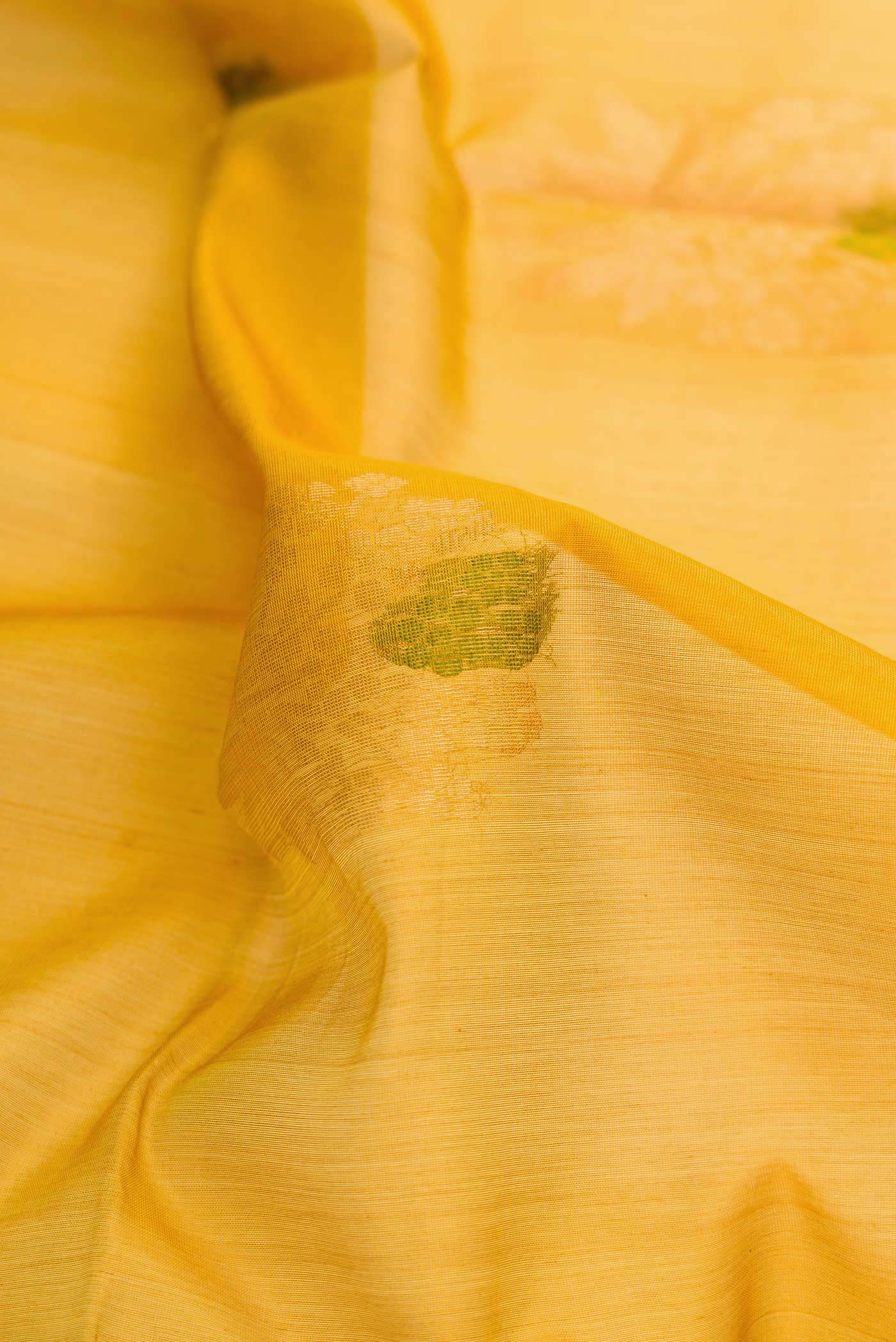 Mustard Dual Tone Silk Cotton Saree - Image 2