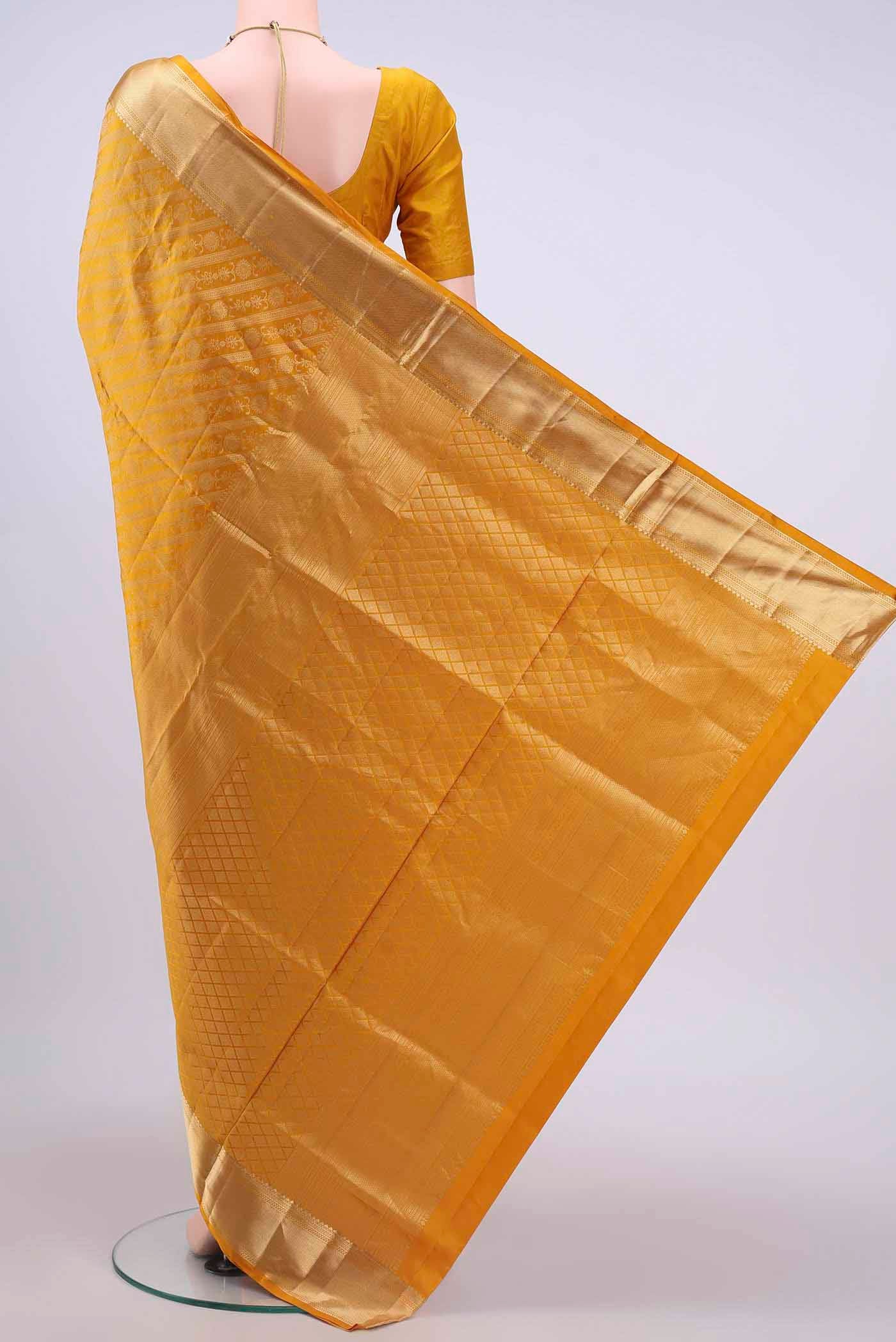 Mustard Dual Tone Soft Silk Saree - Image 3