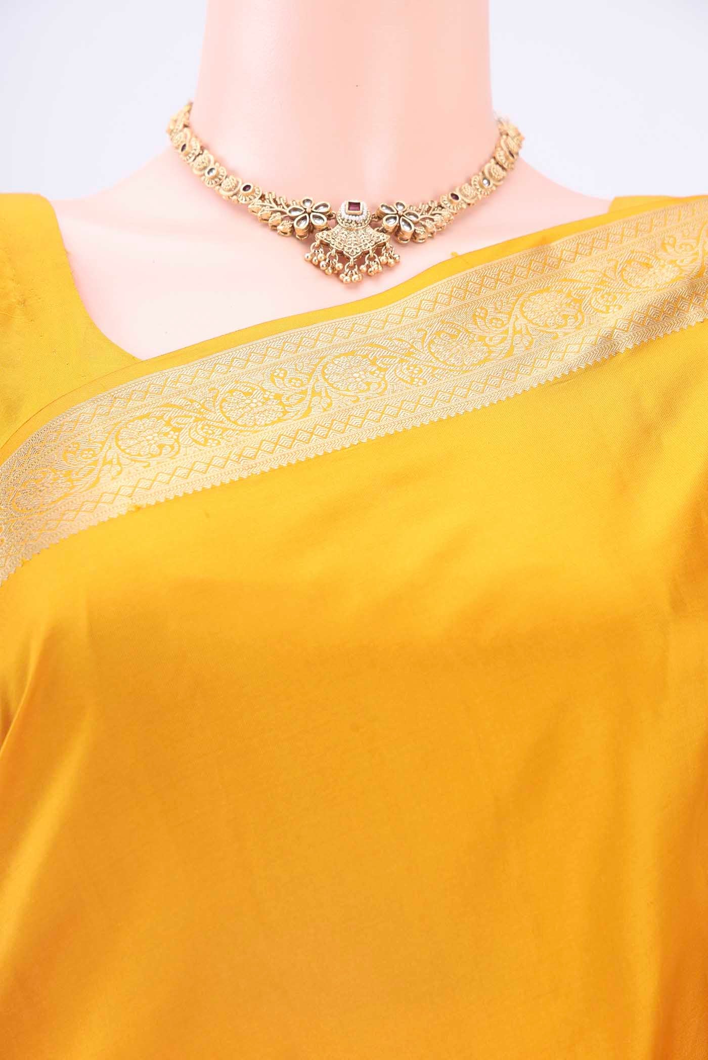 Mustard Dual Tone Soft Silk Saree - Image 2