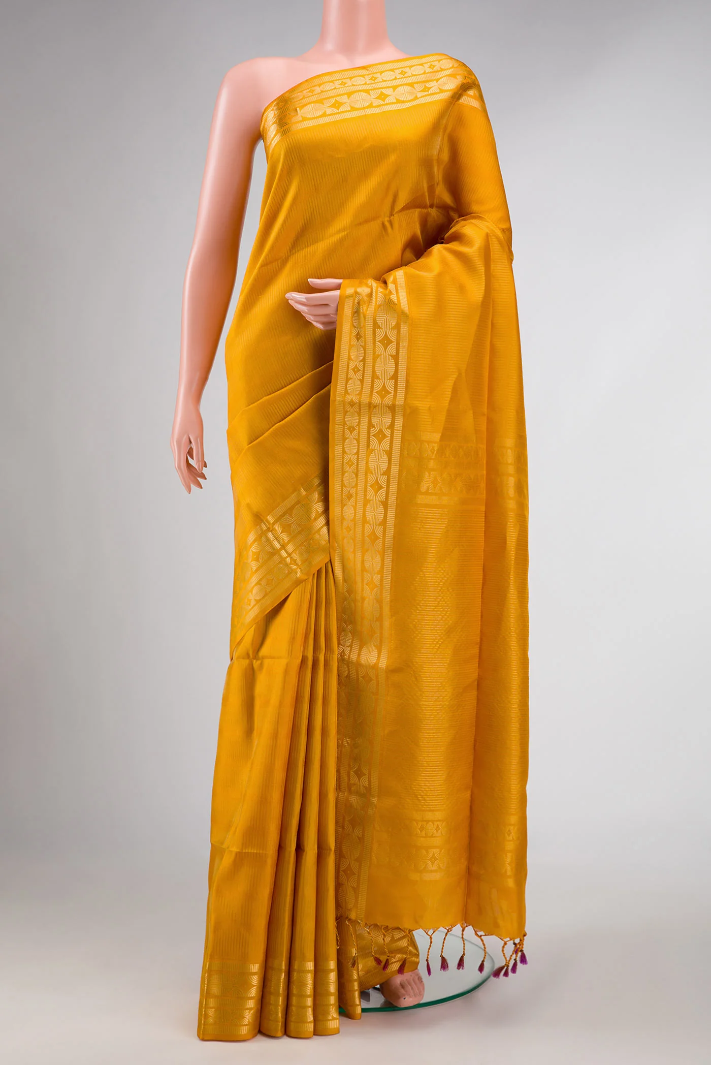 Mustard Dual Tone Soft Silk Saree