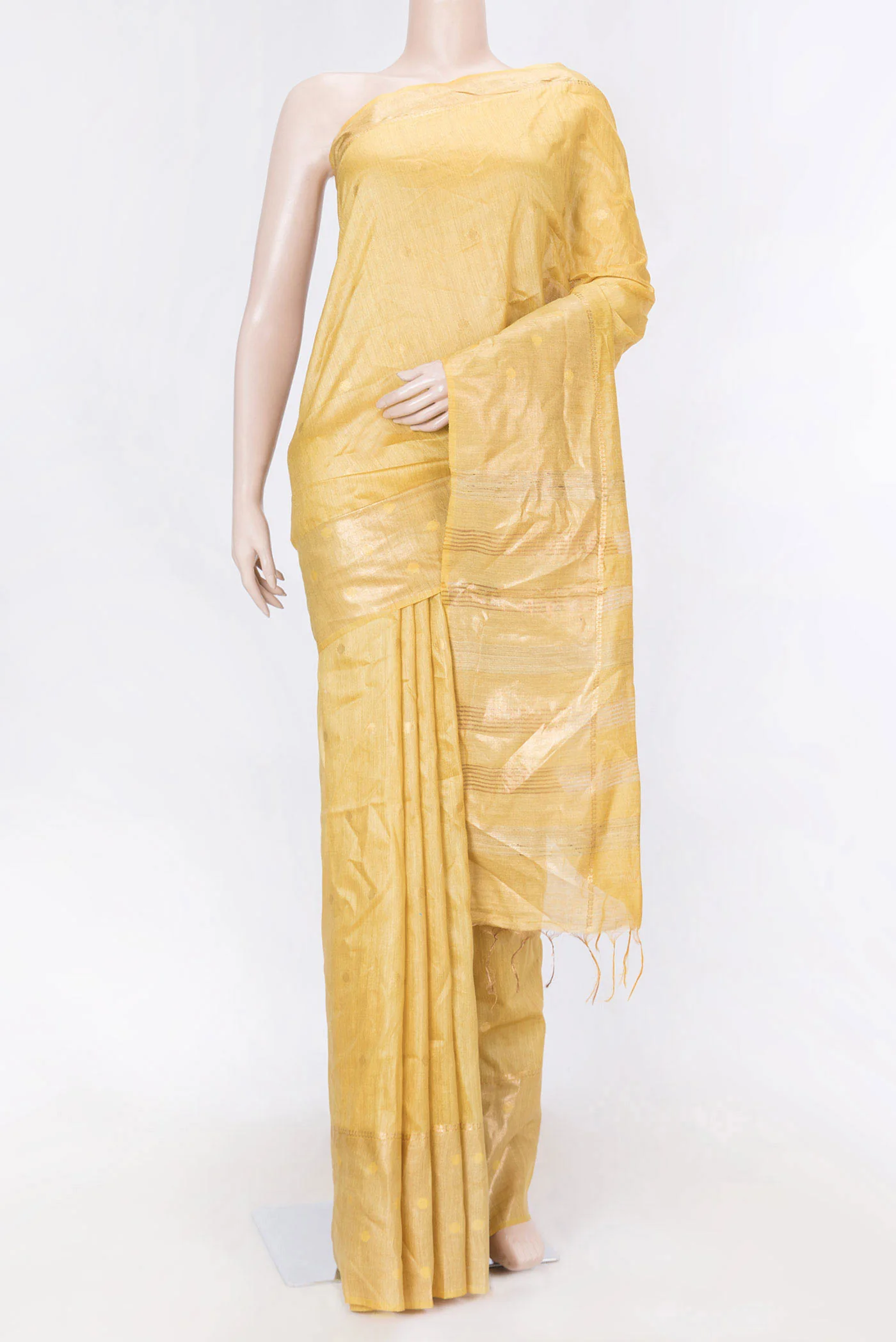 Mustard Dual Tone Tussar Saree