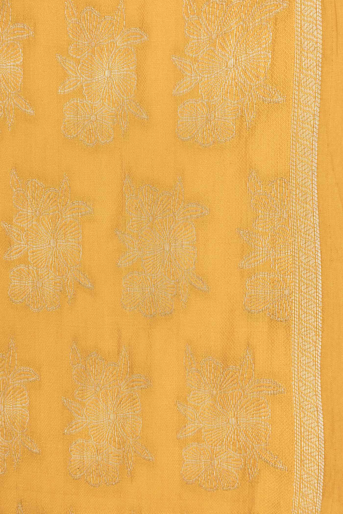 Yellow Banarasi Raw Silk Saree - Image 3