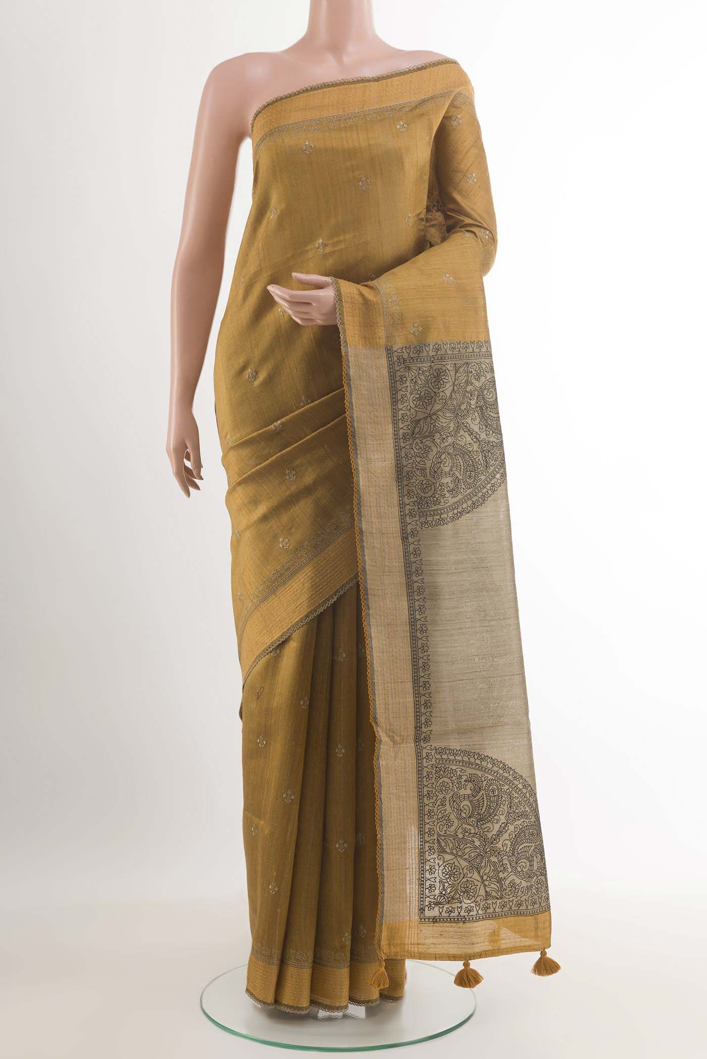 Mustard Tussar Saree