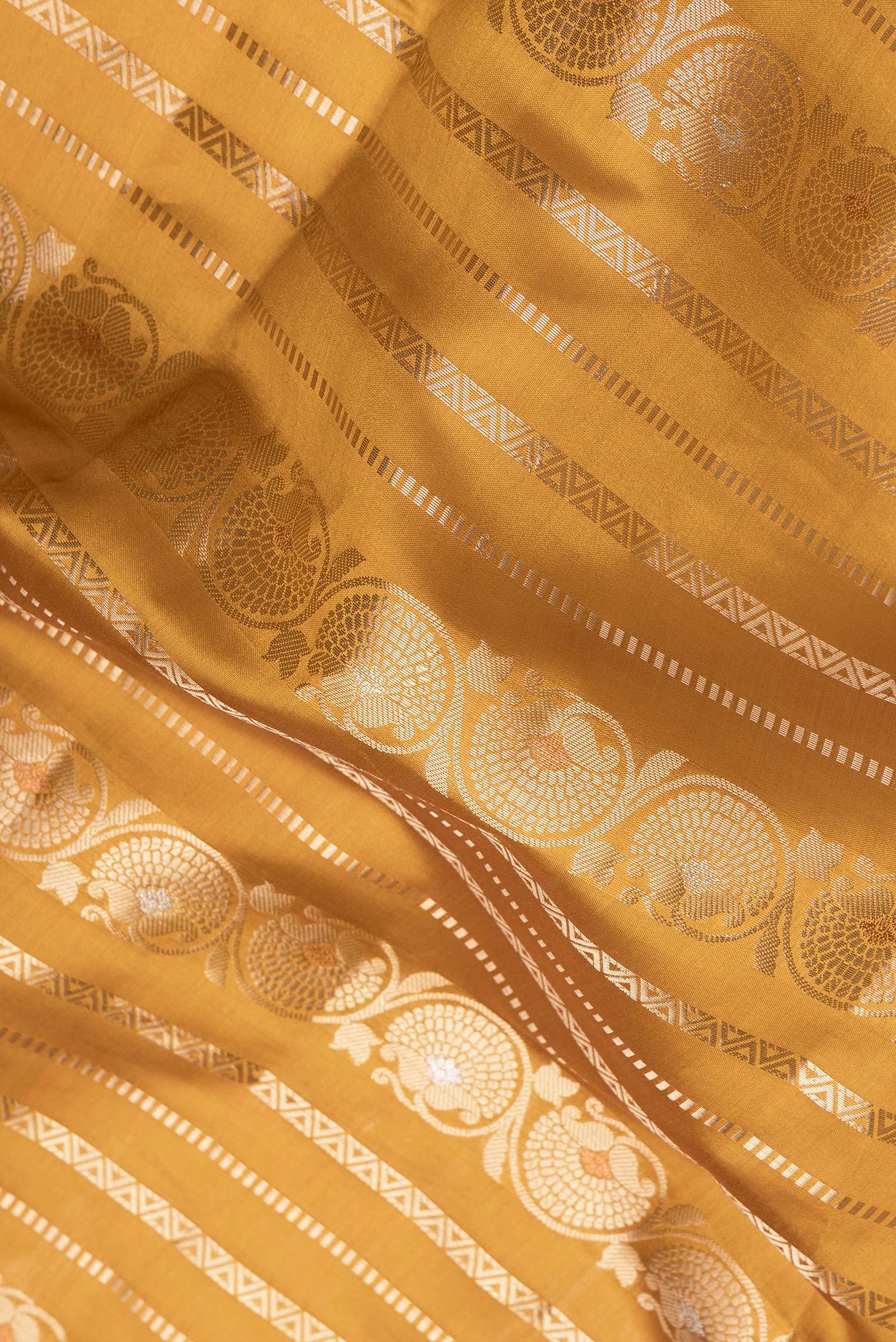 Mustard Banarasi Raw Silk Saree - Image 2