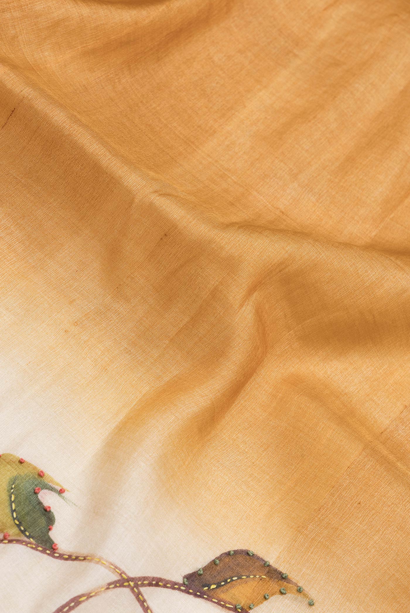 Mustard Tussar Silk Saree - Image 2