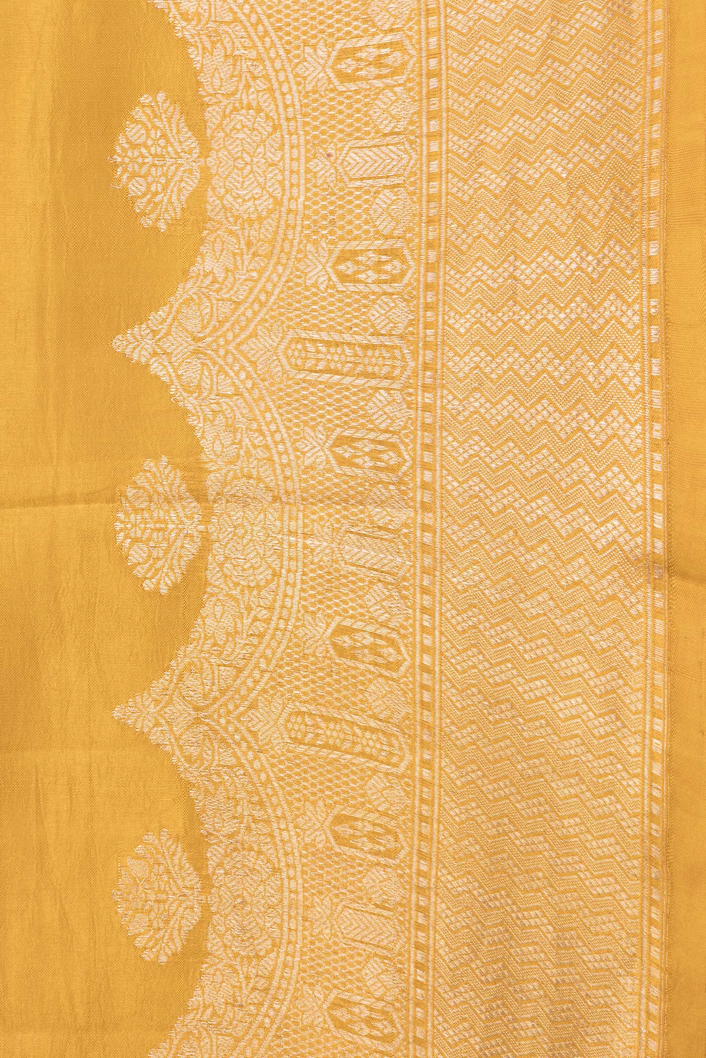 Mustard Banarasi Katan Silk Saree - Image 3