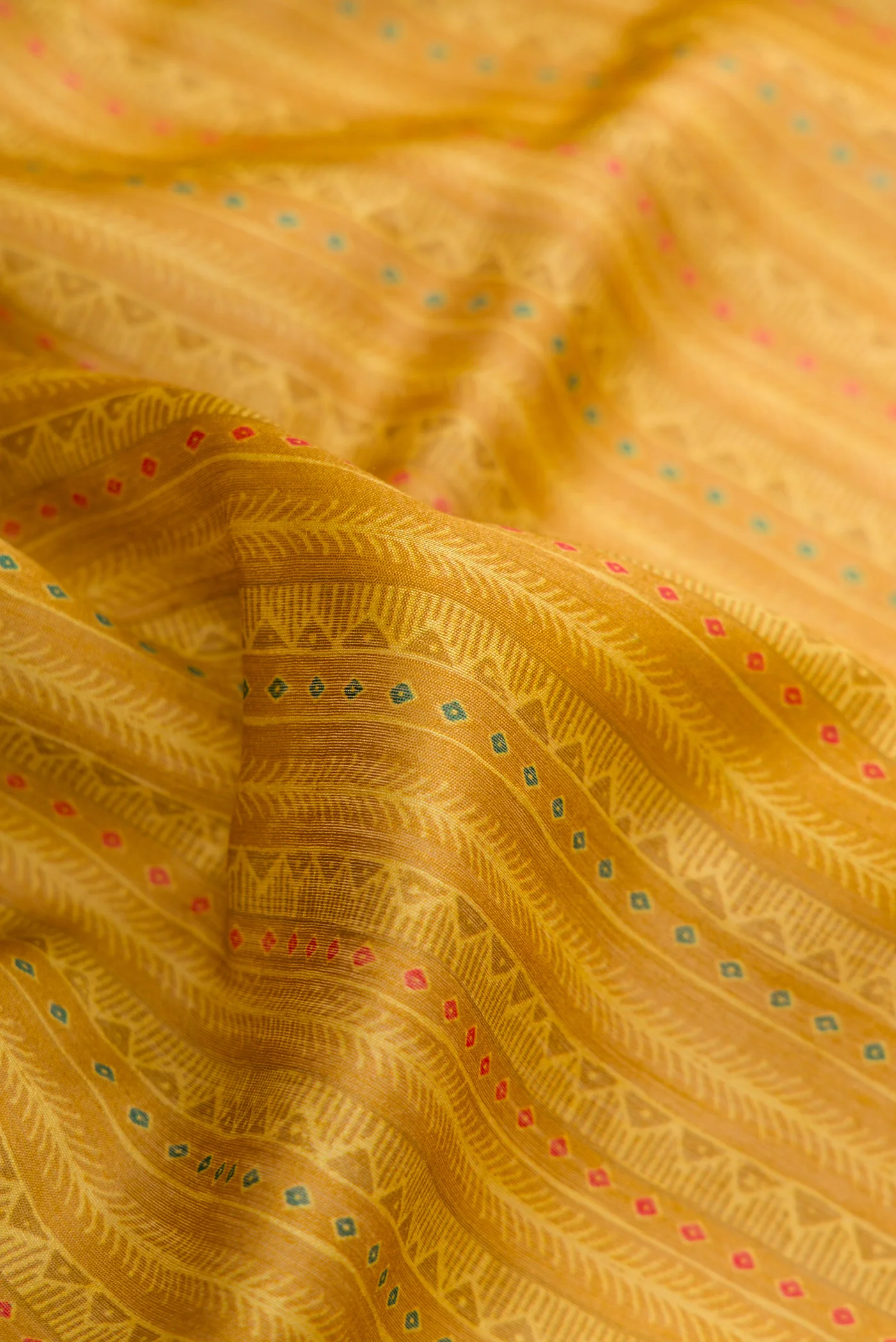 Mustard Tussar Silk Saree - Image 2