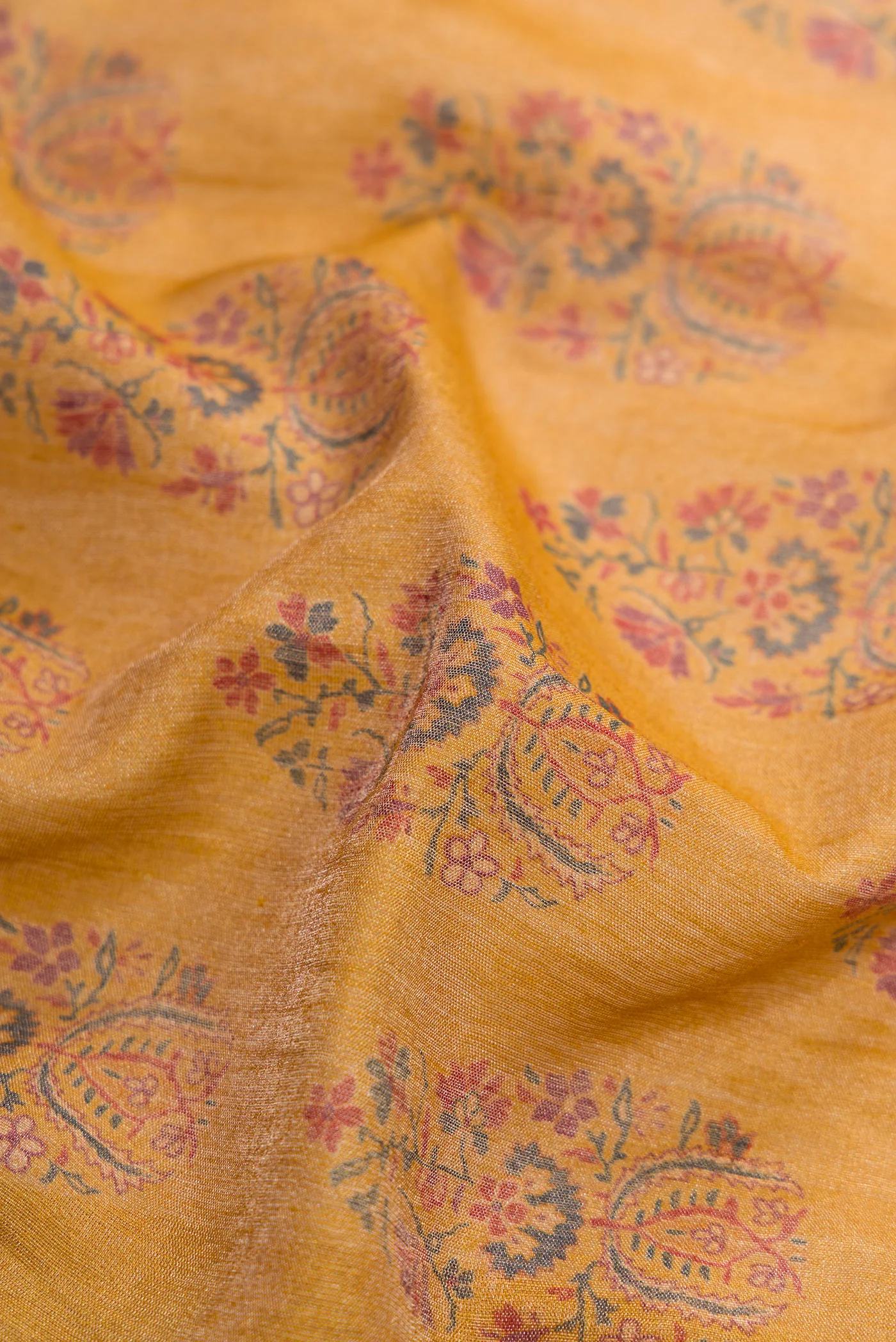 Mustard Tussar Silk Saree - Image 2