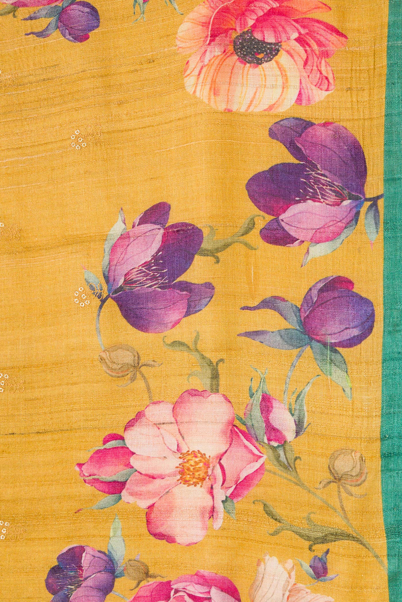 Mustard Tussar Silk Saree - Image 3