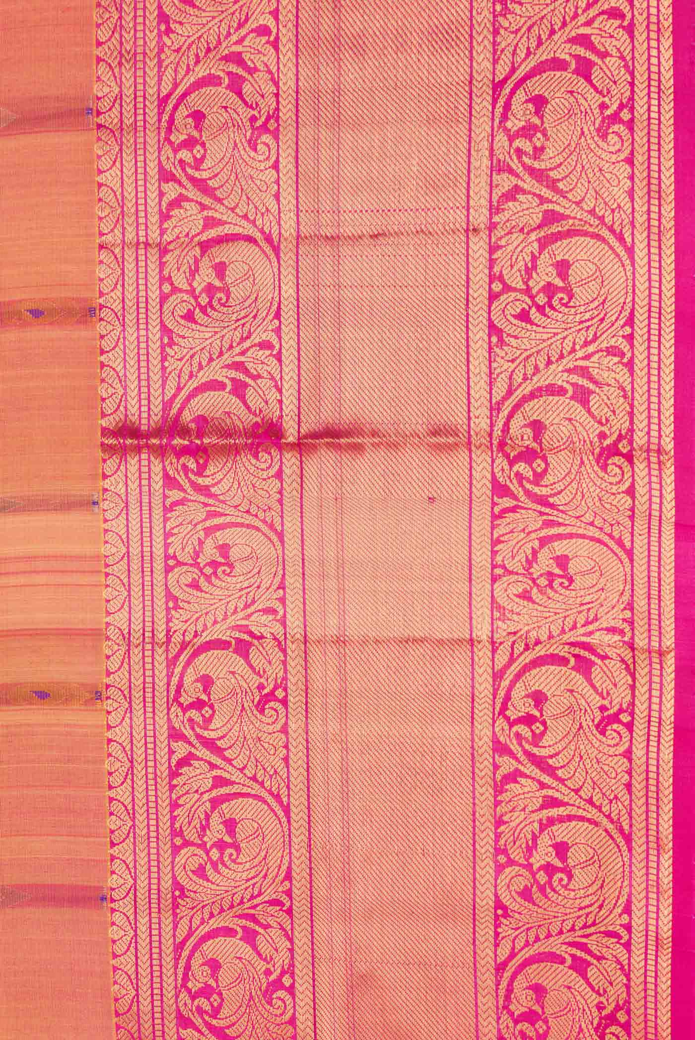 Pinkish Yellow Dual Tone Uppada Silk Saree - Image 3