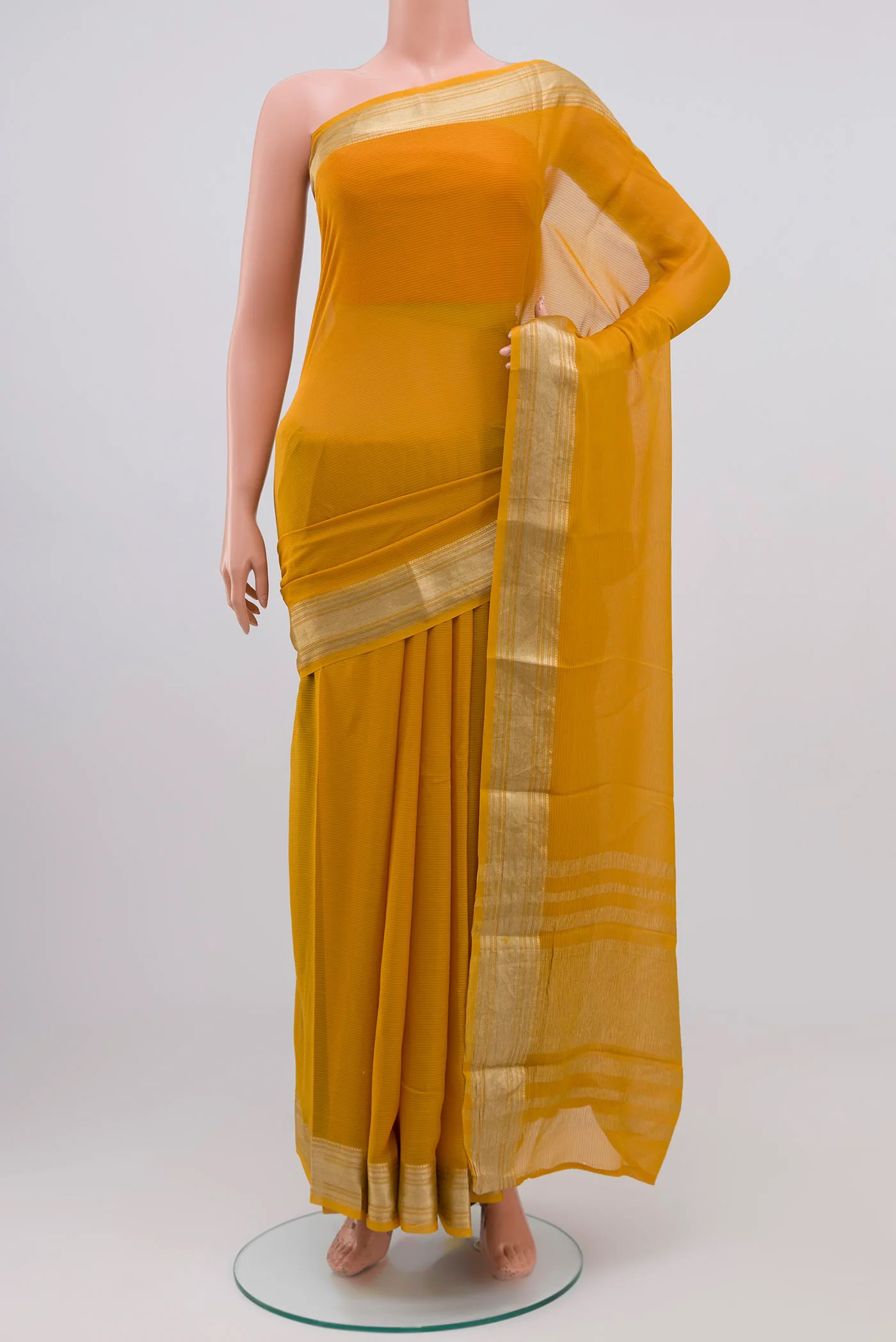 Yellow Mysore Georgette Saree