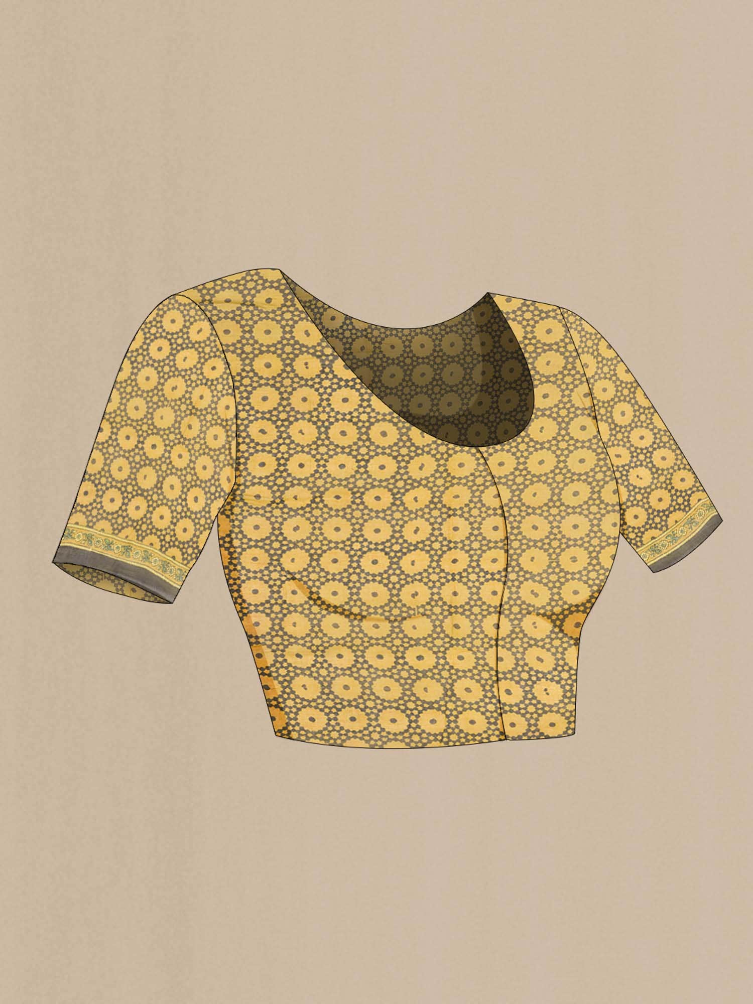 Mustard Kalamkari Cotton Saree - Image 3