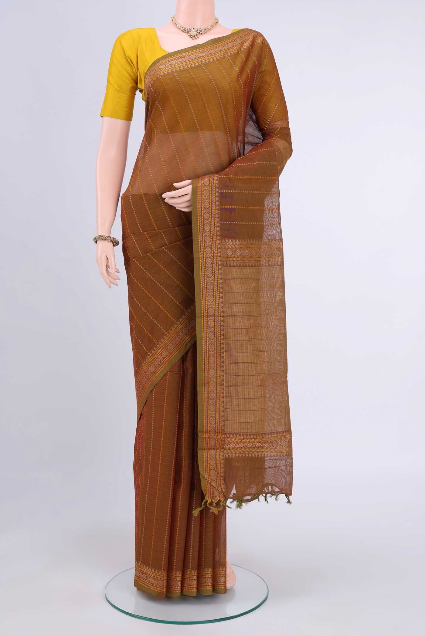 Mustard Kanchi Cotton Saree