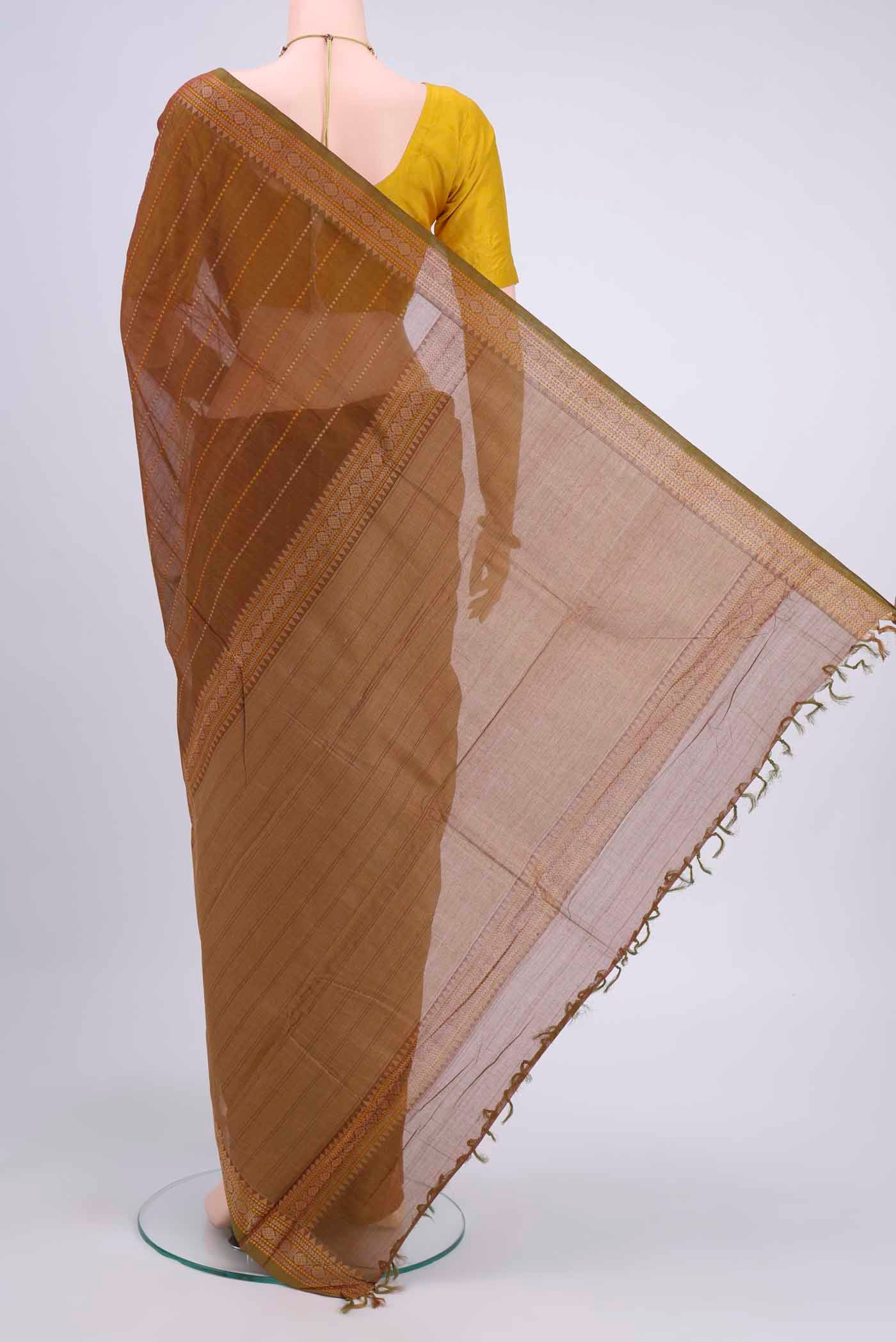 Mustard Kanchi Cotton Saree - Image 3