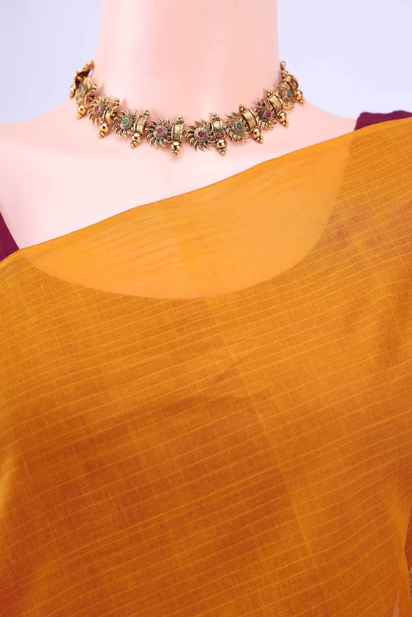 Mustard Kanchi Cotton Saree - Image 3